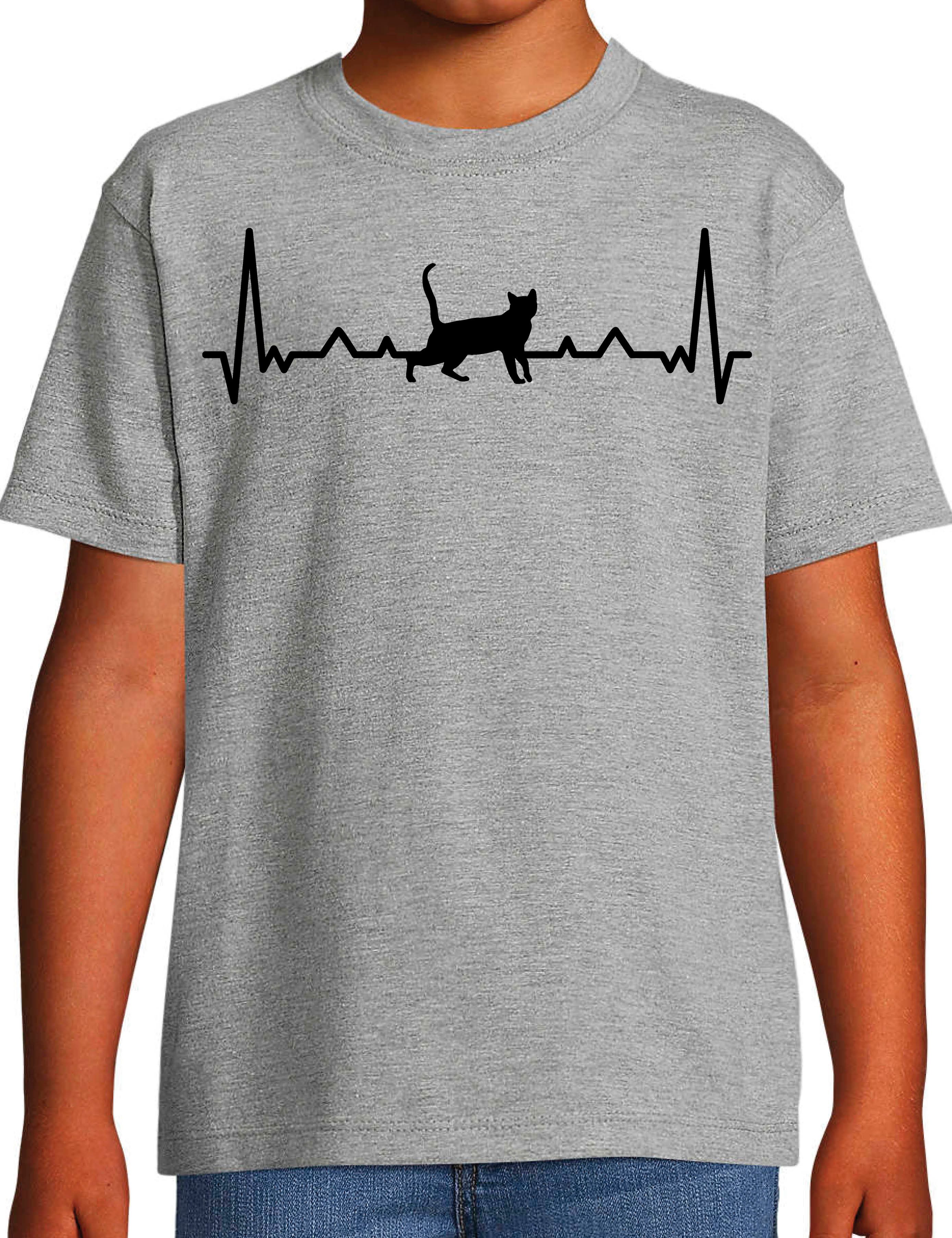 Youth Designz T-Shirt Heartbeat Katze Kinder Shirt mit trendigem Frontprint