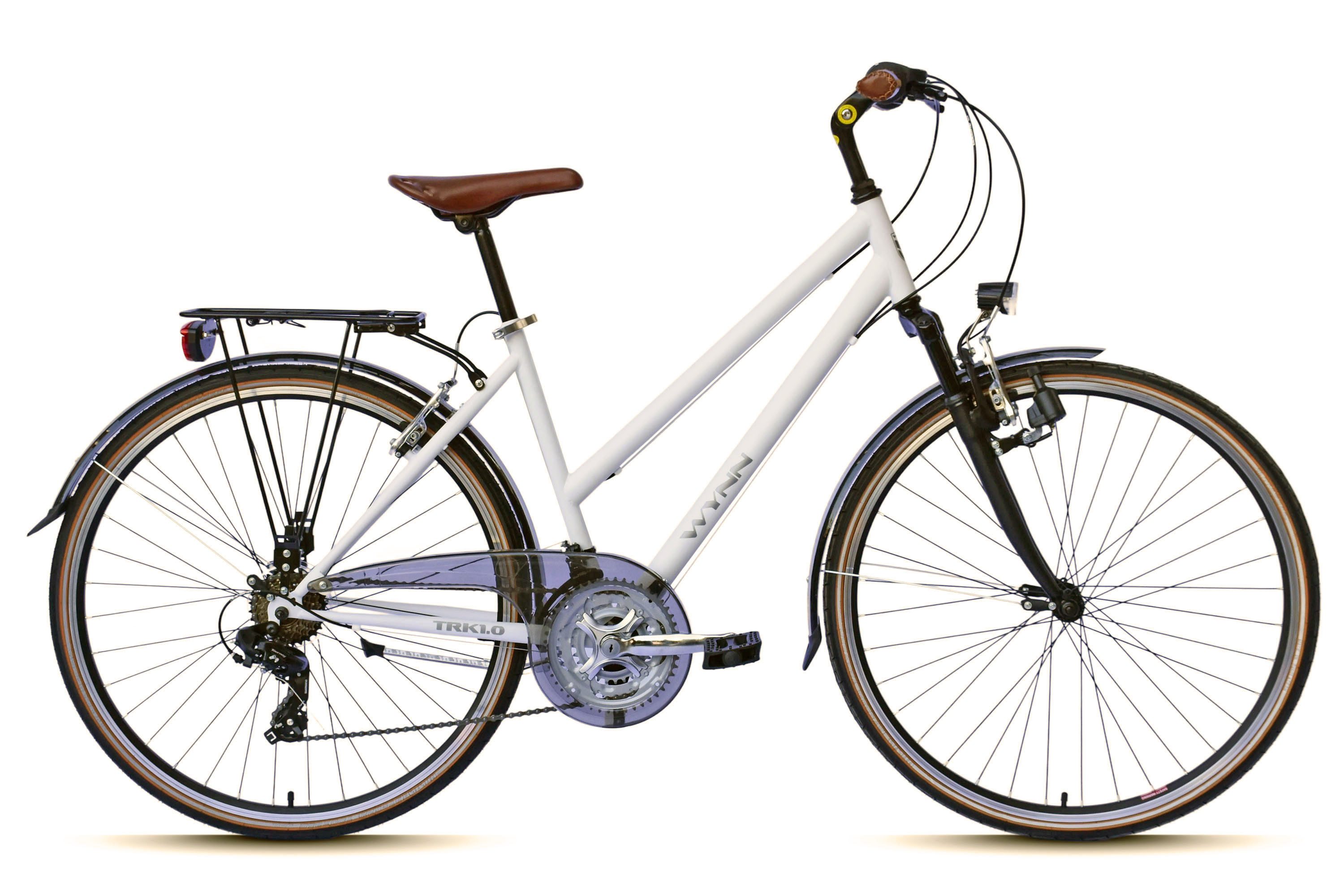 WYNN Trekkingrad Trekkingrad 28 Zoll Shimano Tourney 21 Gang TRK1.0 Federgabel Weiß, 21 Gang Shimano Tourney Schaltwerk