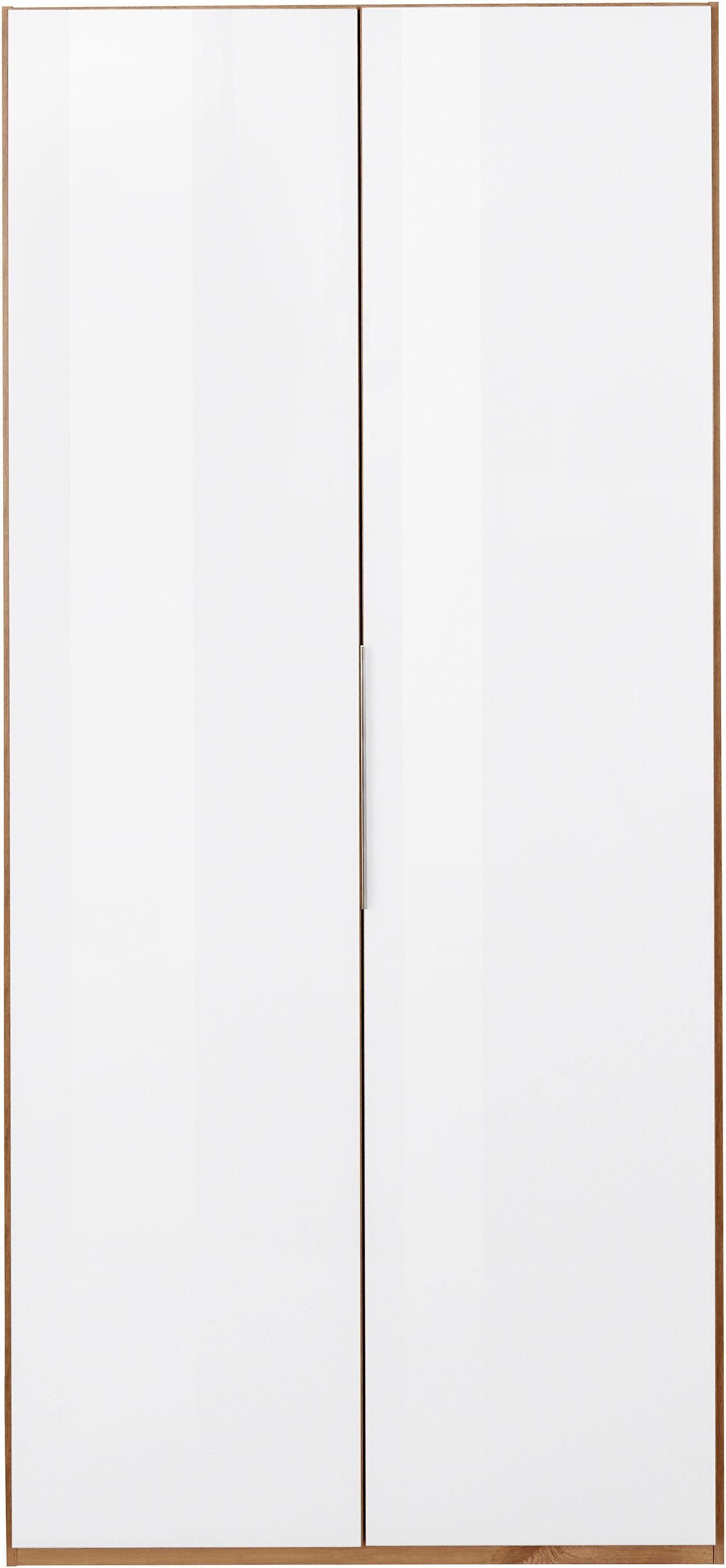 farbigem To Go Glas plankeneichefarben/Weißglas Türen Fresh mit Level Kleiderschrank vollflächig