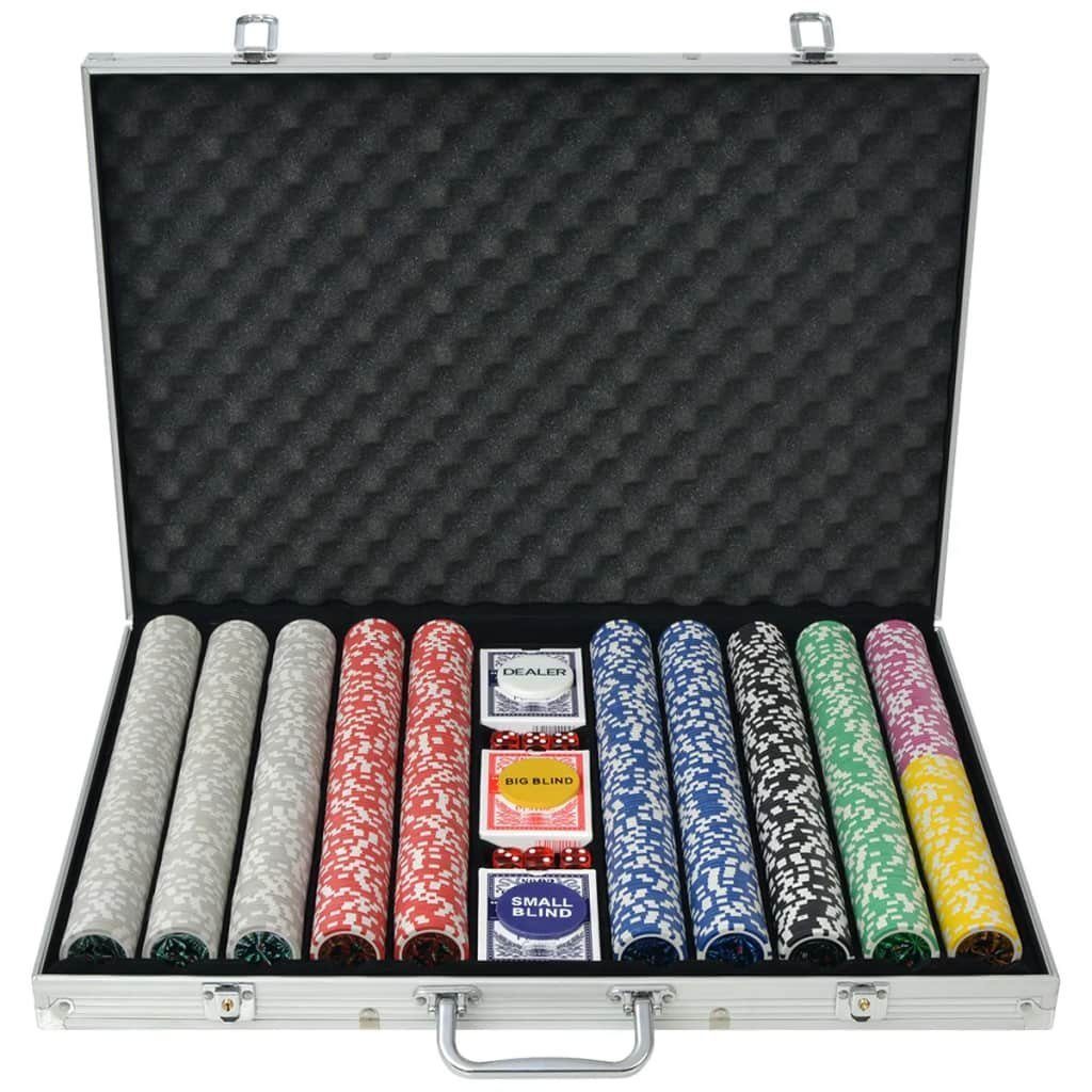 vidaXL Steckdose Poker Set mit 1.000 Laserchips Aluminium