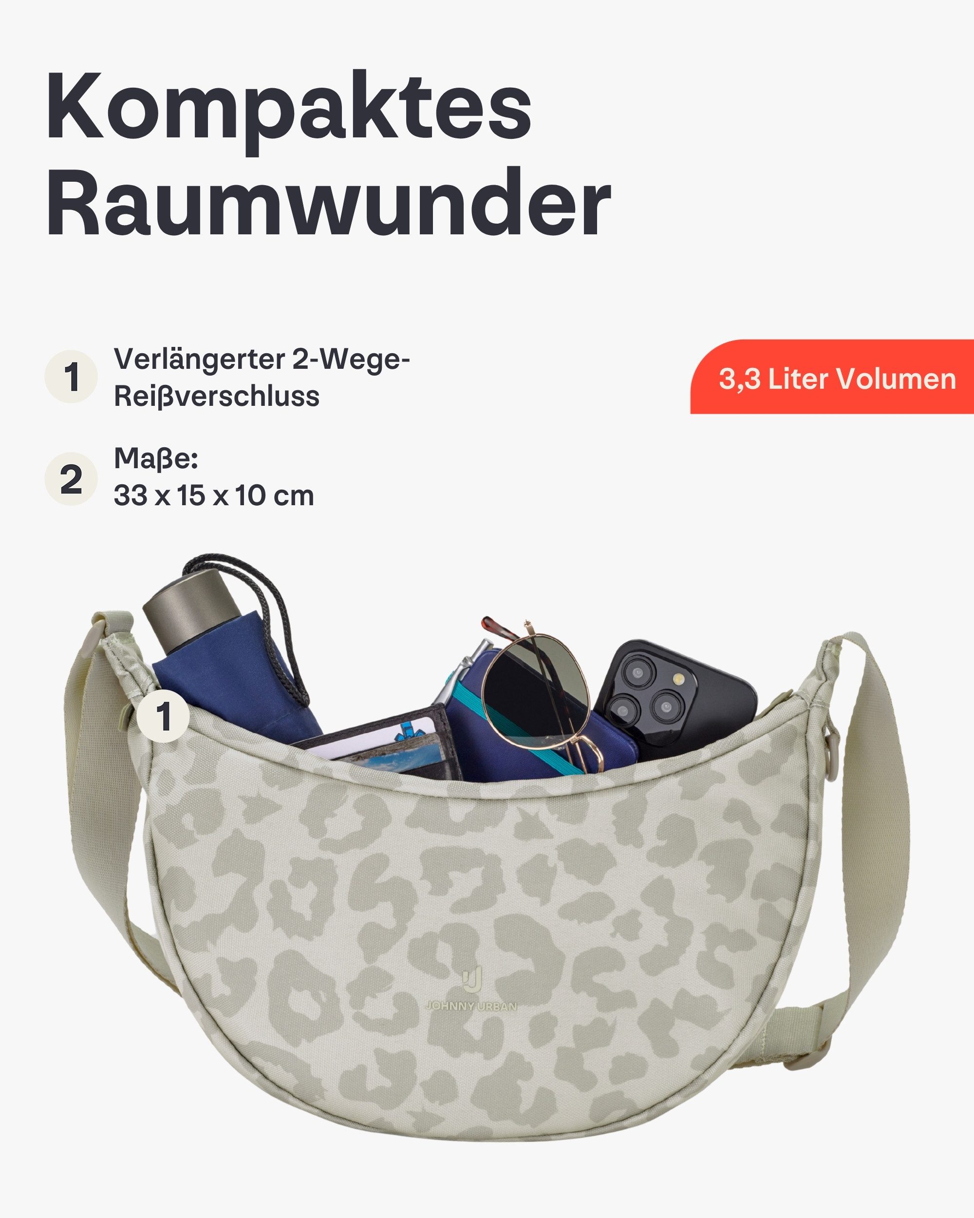 Johnny Urban Umhängetasche Ally Medium Half Moon Bag, Stylische Crossbody Bag in Halbmond Form, Wasserabweisend – Bild 3 von 5