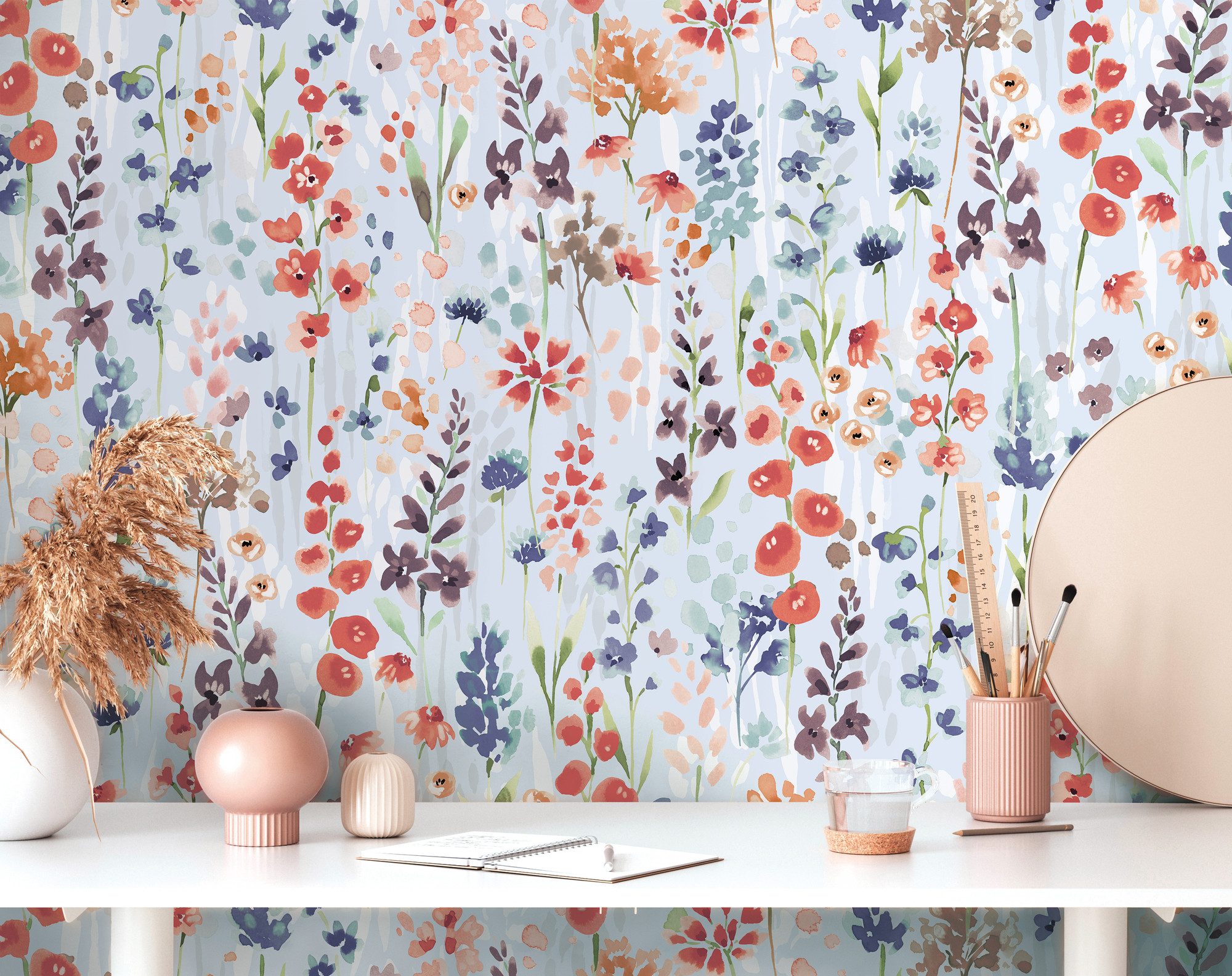 A.S. Création Vliestapete Aquarell Dreams Blümchen-Tapete Mustertapete Blumen Blumen, glatt, matt, (1 St), Vliestapete Blumen für Schlafzimmer Küche Wohnzimmer Blümchen Design