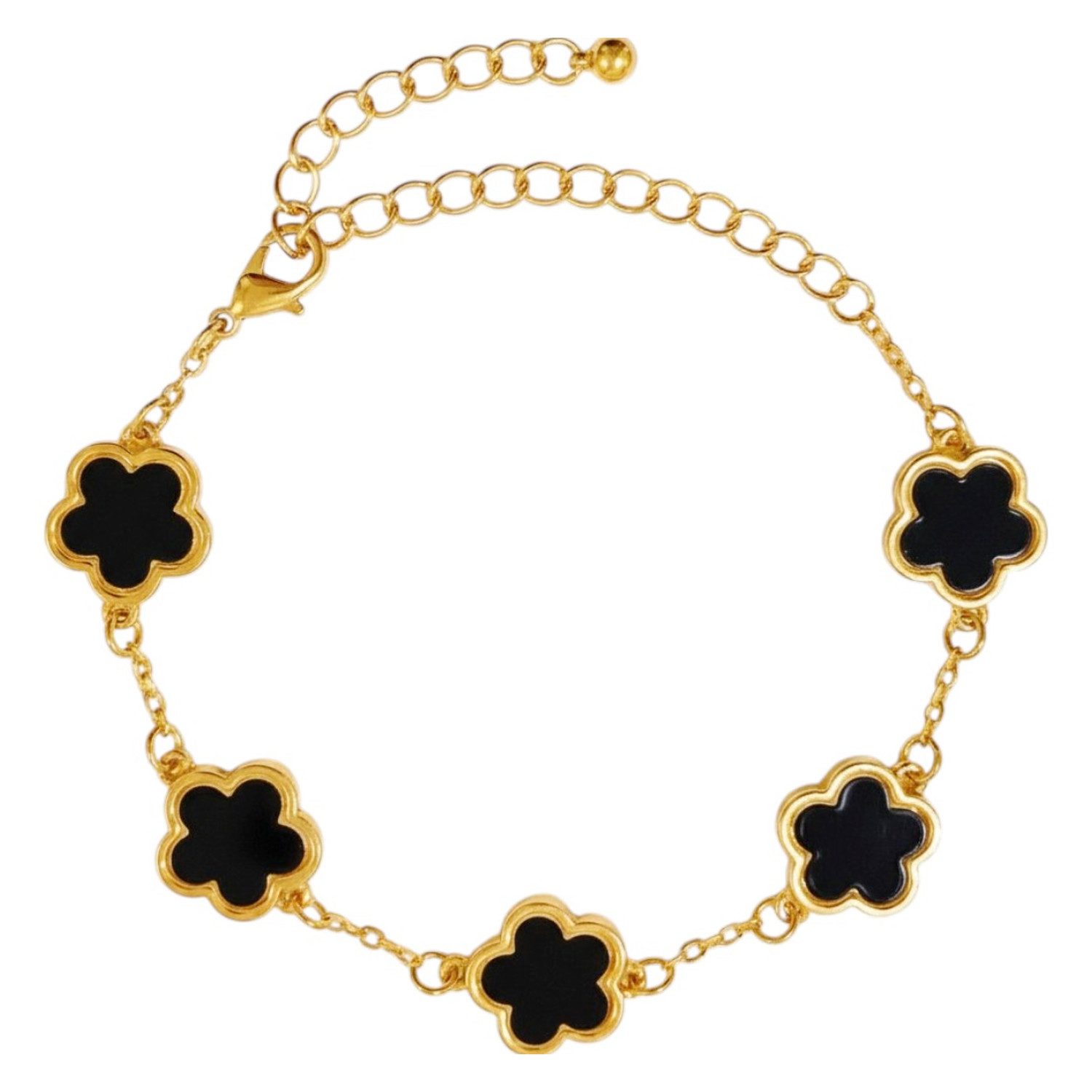 KARMA Armband Damen Blumen Gold Schwarz Weiß Grün od. Braun (chmuck für Frauen Damenarmband Blumenarmband, 1-tlg., modern Armkettchen Karabinerverschluss S)