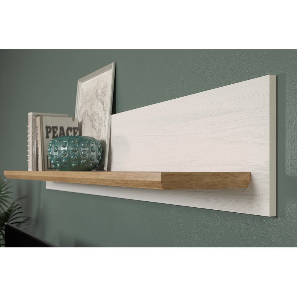 trendteam Wandboard, Wandregal Hängeregal Flurgarderobe Wandablage Regal Weiß 146x25x21cm