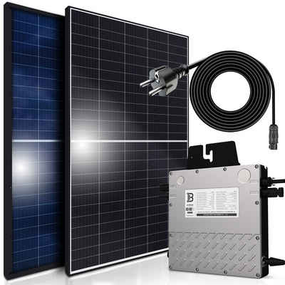 SUNNIVA Solaranlage 860/800W BIFACIAL Balkonkraftwerk, 800,00 W, Monokristallin, (BENY 800W Micro-Wechselrichter Wifi Upgradebar Drosselbar, 2x 430W Solarmodule, Solaranlage mit 5m Anschlusskabel, Solarkabel, Photovoltaikanlage), Balkon Mini-PV Anlage genehmigungsfrei Inverter, Solarpanel Solarmodul