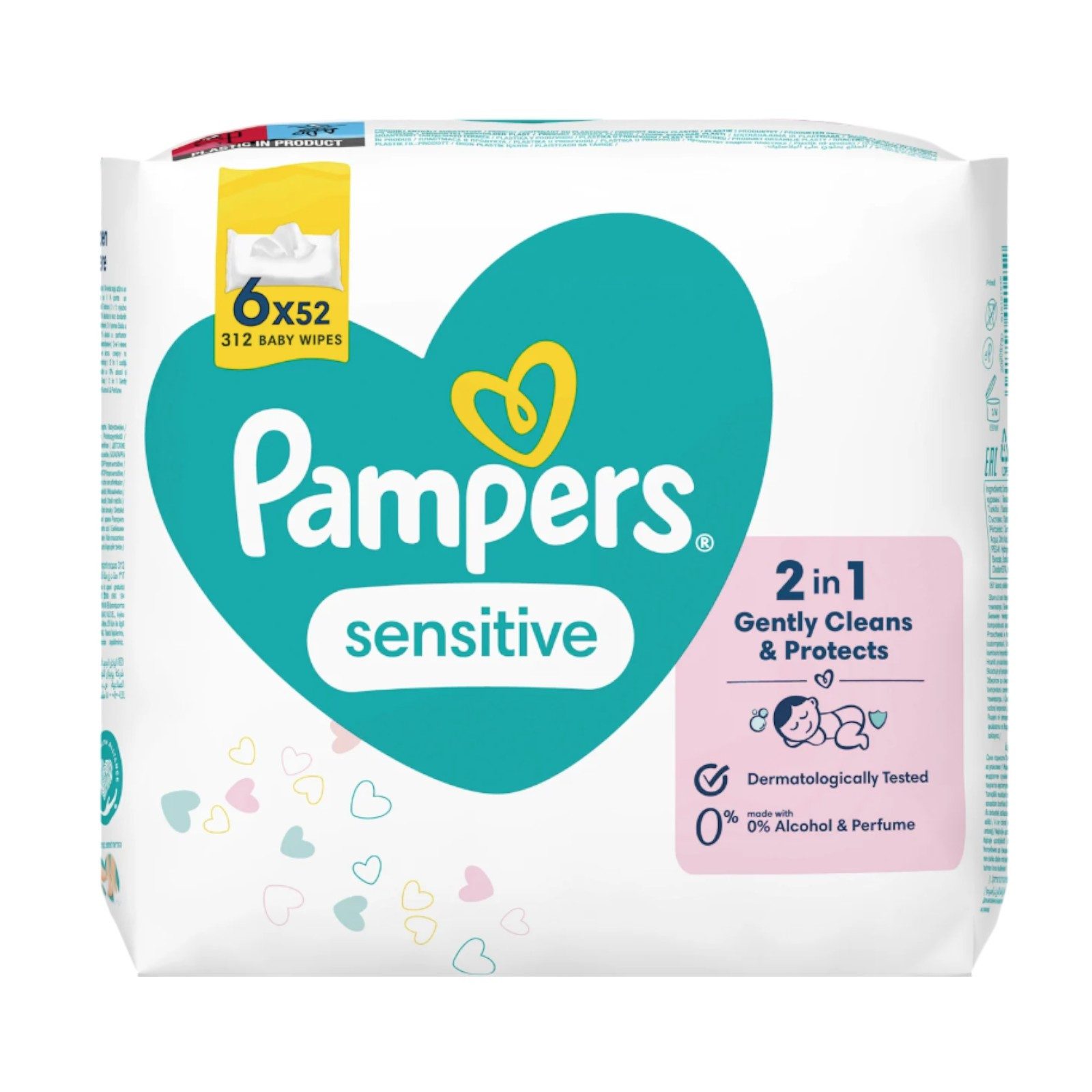 Pampers feuchtes Toilettenpapier Feuchttücher Sensitive (6 x 52 Stück), 312 St