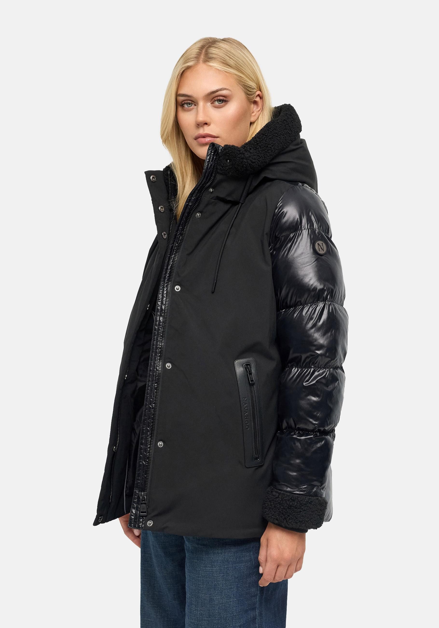 Navahoo Winterjacke Herzschmelz 14 Warme Damen Jacke mit Teddy-Kunstfell Details