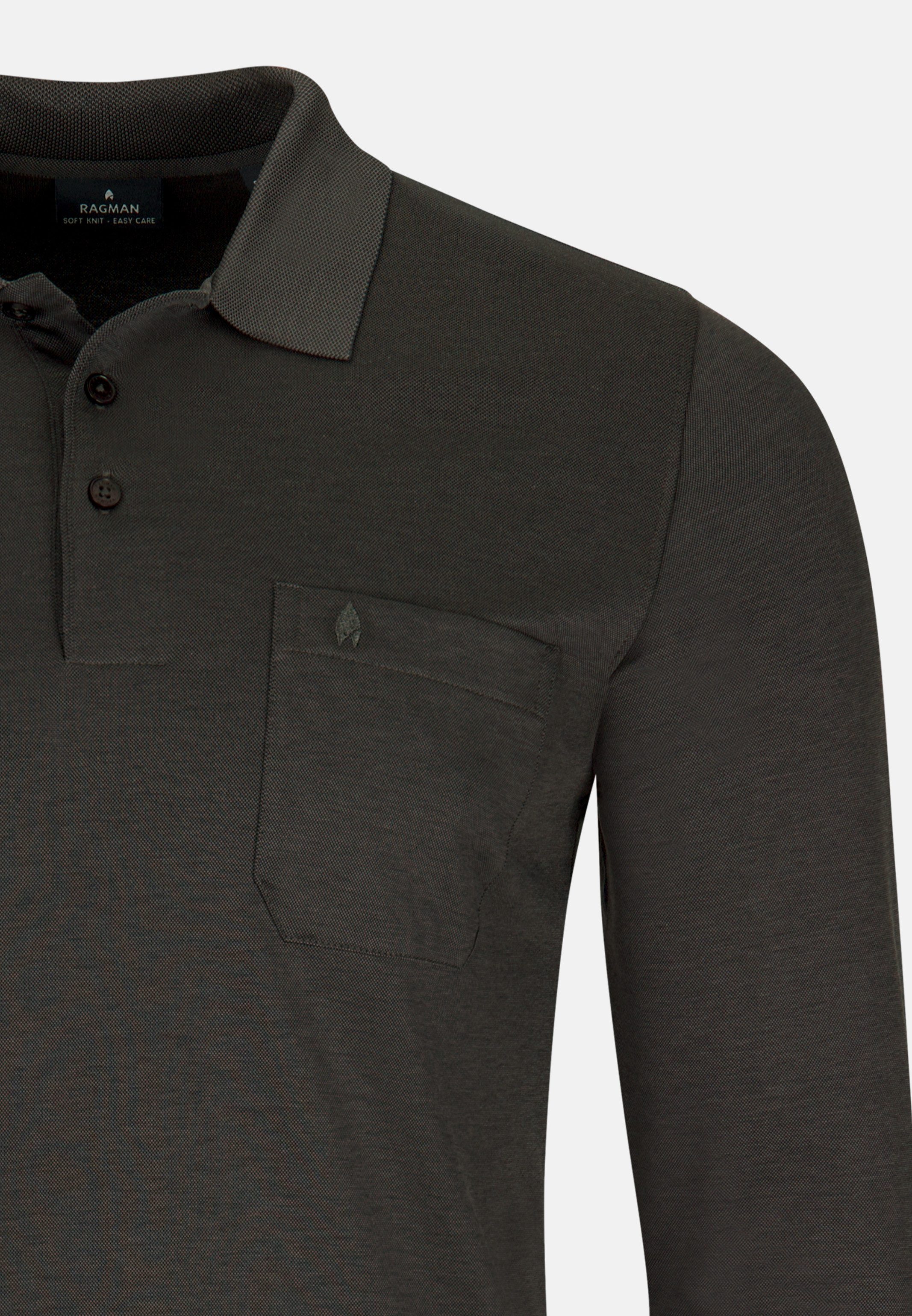 RAGMAN Langarm-Poloshirt Basic (1-tlg) Poloshirt - Baumwolle - Atmungsaktiv - Klassischer Look