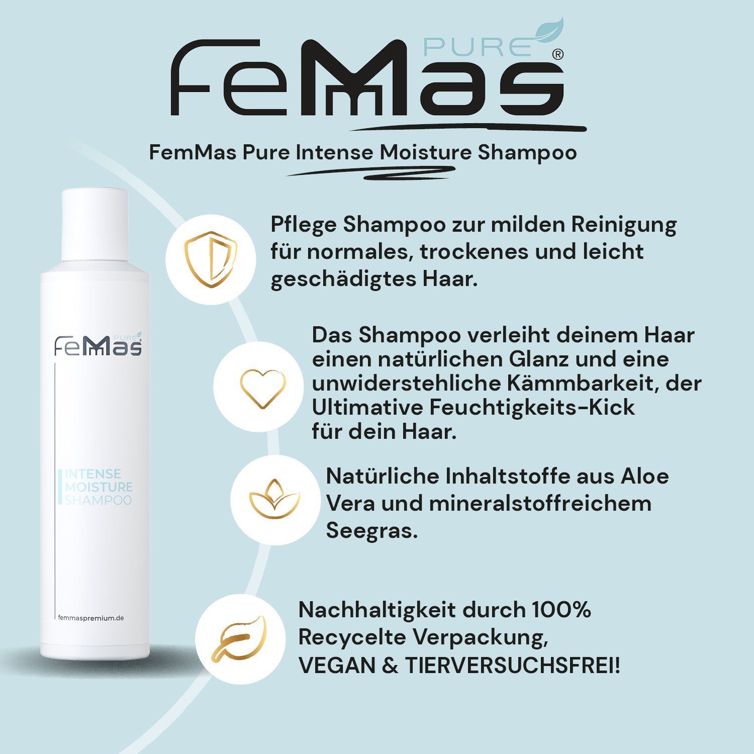 Haarpflege-Set Conditioner, Shampoo Geschenkset Femmas & Moisture Intense 2-tlg. Pure Premium Femmas