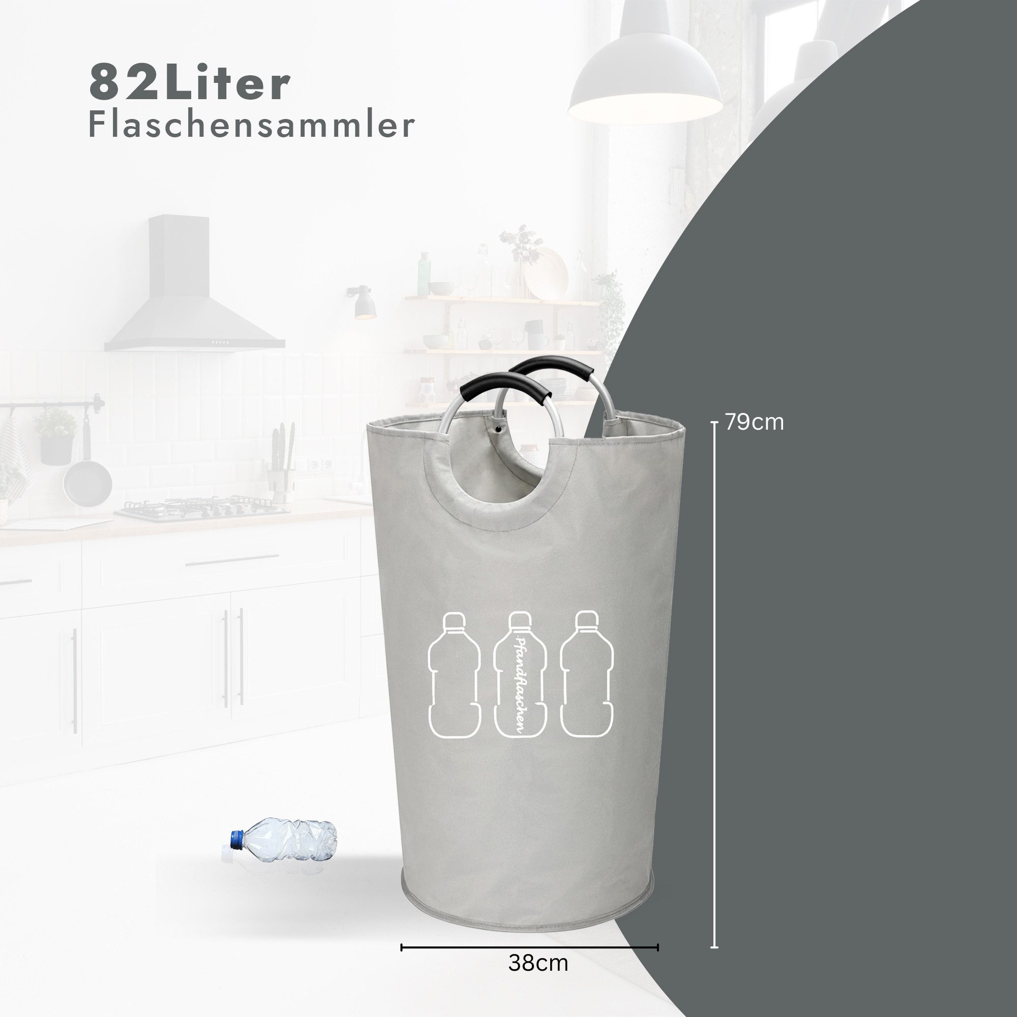 hausleben Flaschensammler mit Aluminiumgriffen (1 St), 90L – faltbar – wasserabweisend
