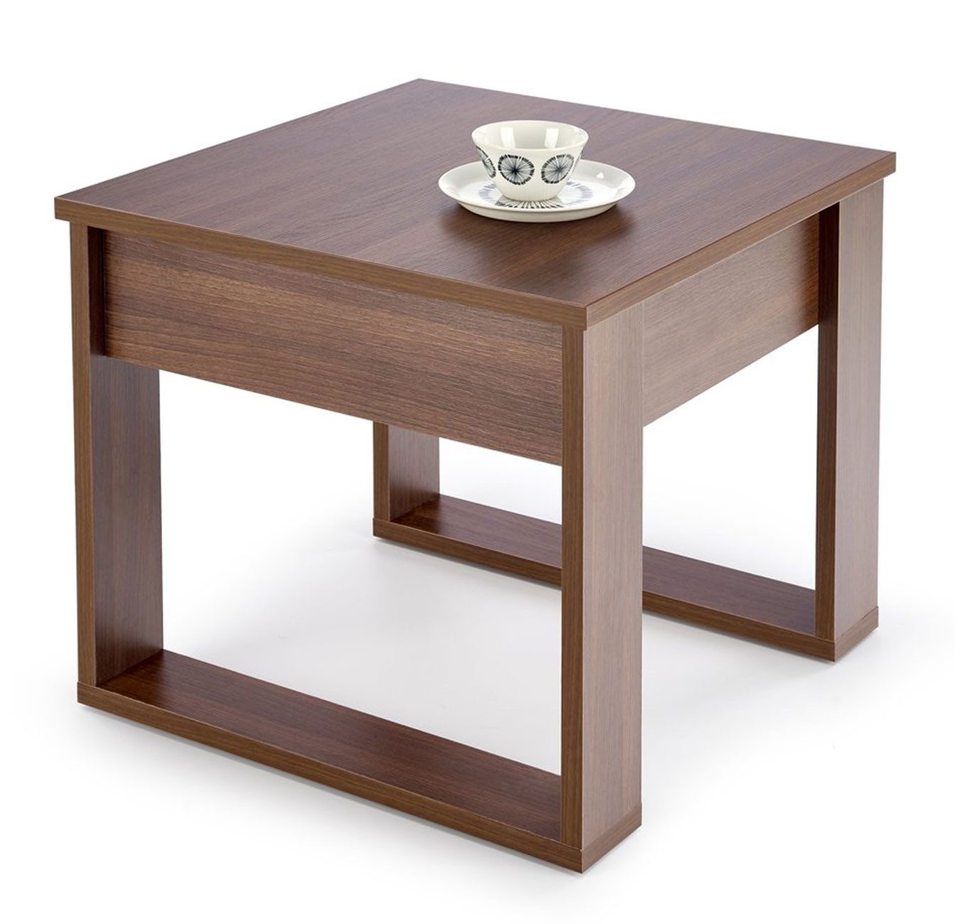 Feldmann-Wohnen Couchtisch Nea (quadratische Tischplatte 60x60cm, 1-St., moderner Optik, quadratische Tischplatte, Gestell aus MDF), 60x60x52cm Nussbaum mit Schubladen