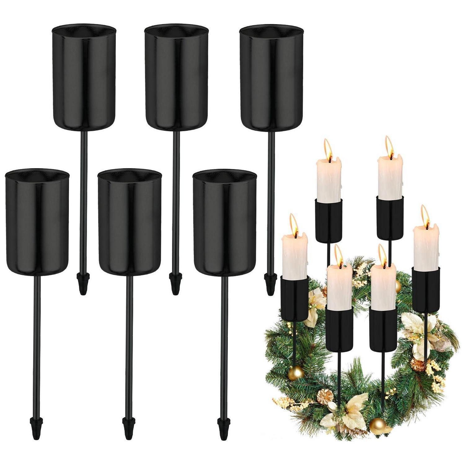 LuxusKollektion Kerzentülle 6x Kerzenhalter Adventskranz Schwarz (6 St)