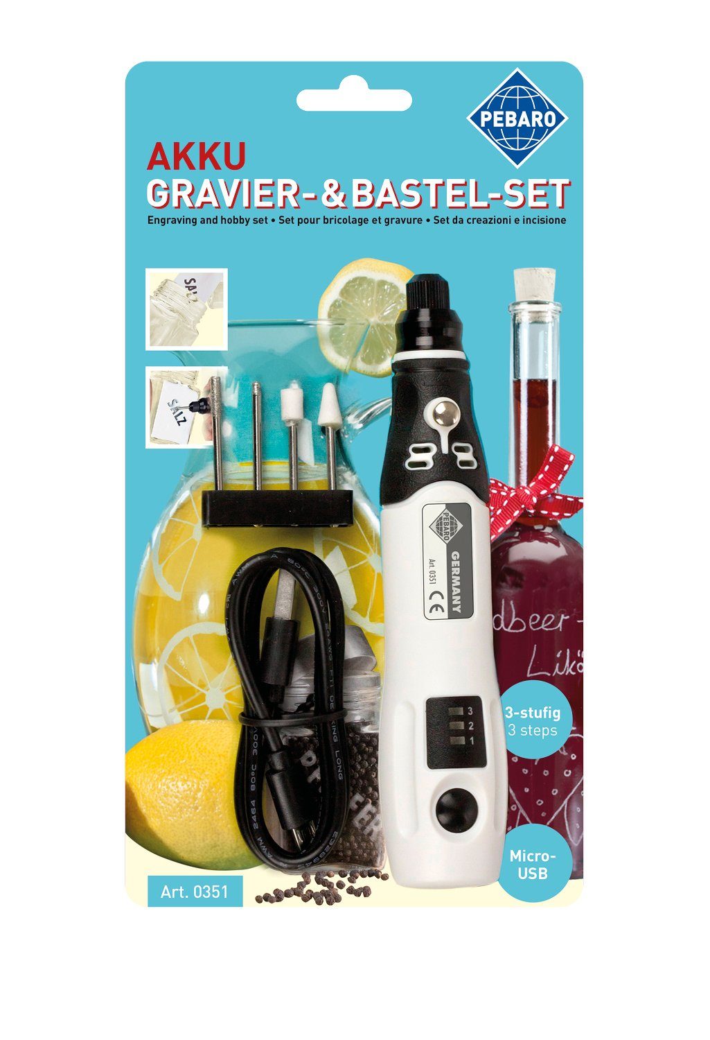 Bastel-Set, Gravier- Kreativset 0351 Akku und Pebaro