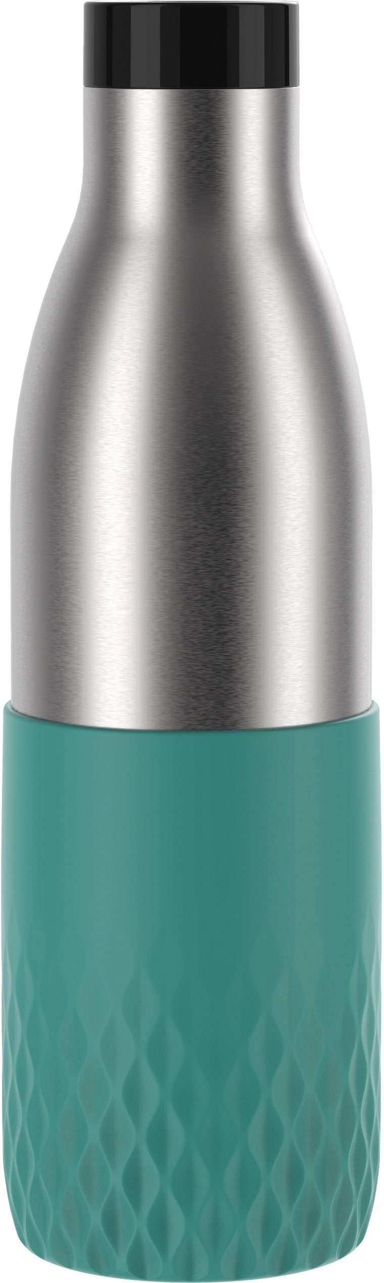 Emsa Trinkflasche Bludrop Sleeve, Edelstahl/Silikon, Quick-Press, 12h warm/24h kühl