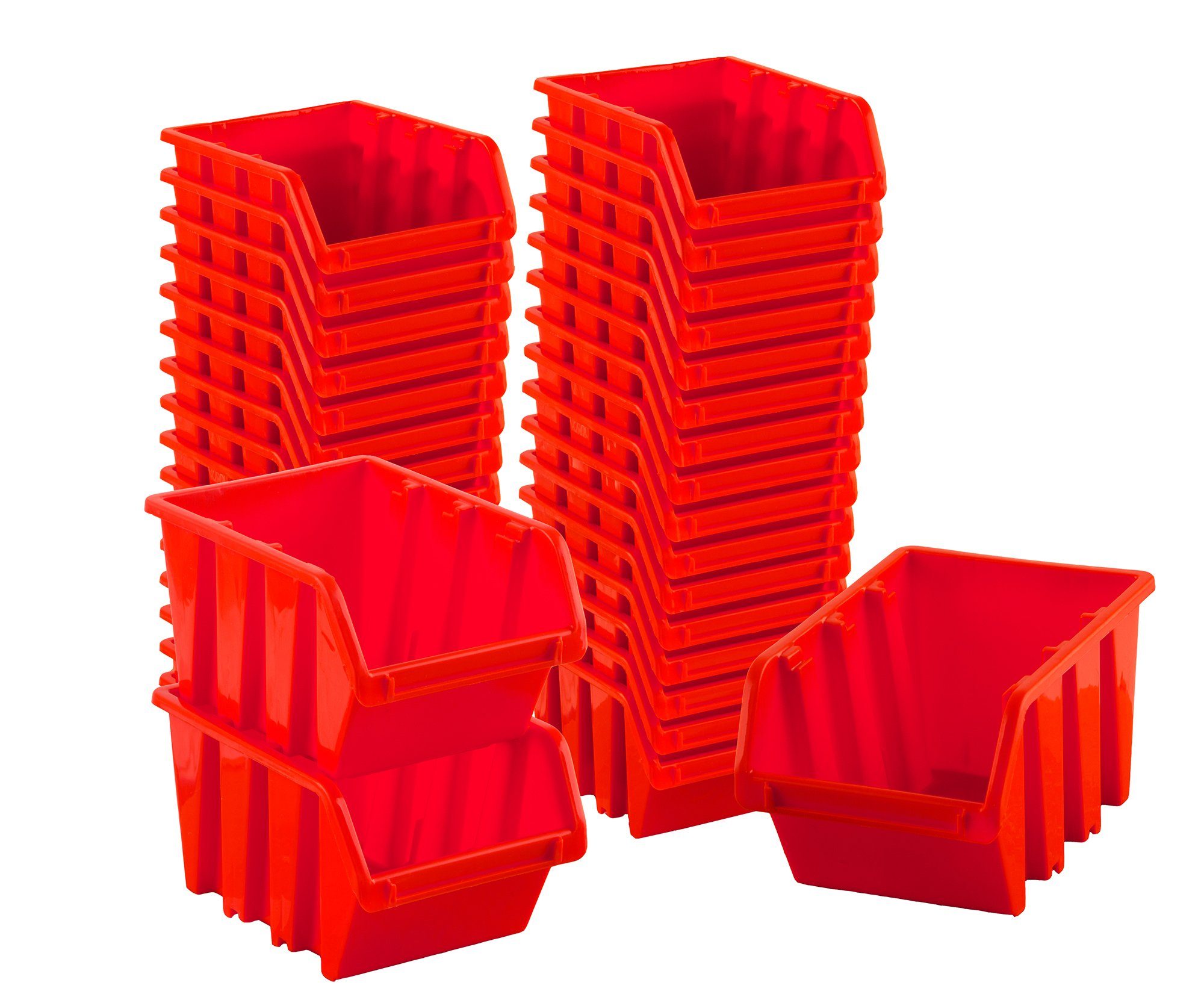 BigDean Stapelbox Sichtlagerboxen Set 36 Stück Rot Größe 1 (11,5x8x6 cm)  stapelbar (36 St)