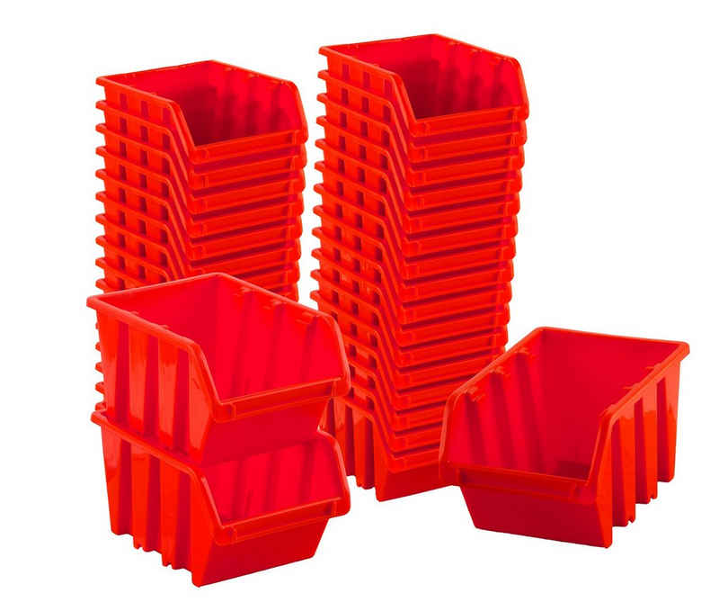 BigDean Stapelbox Sichtlagerboxen Set 33 Stück Rot Größe 2 (15,5x10x7 cm) stapelbar (33 St)