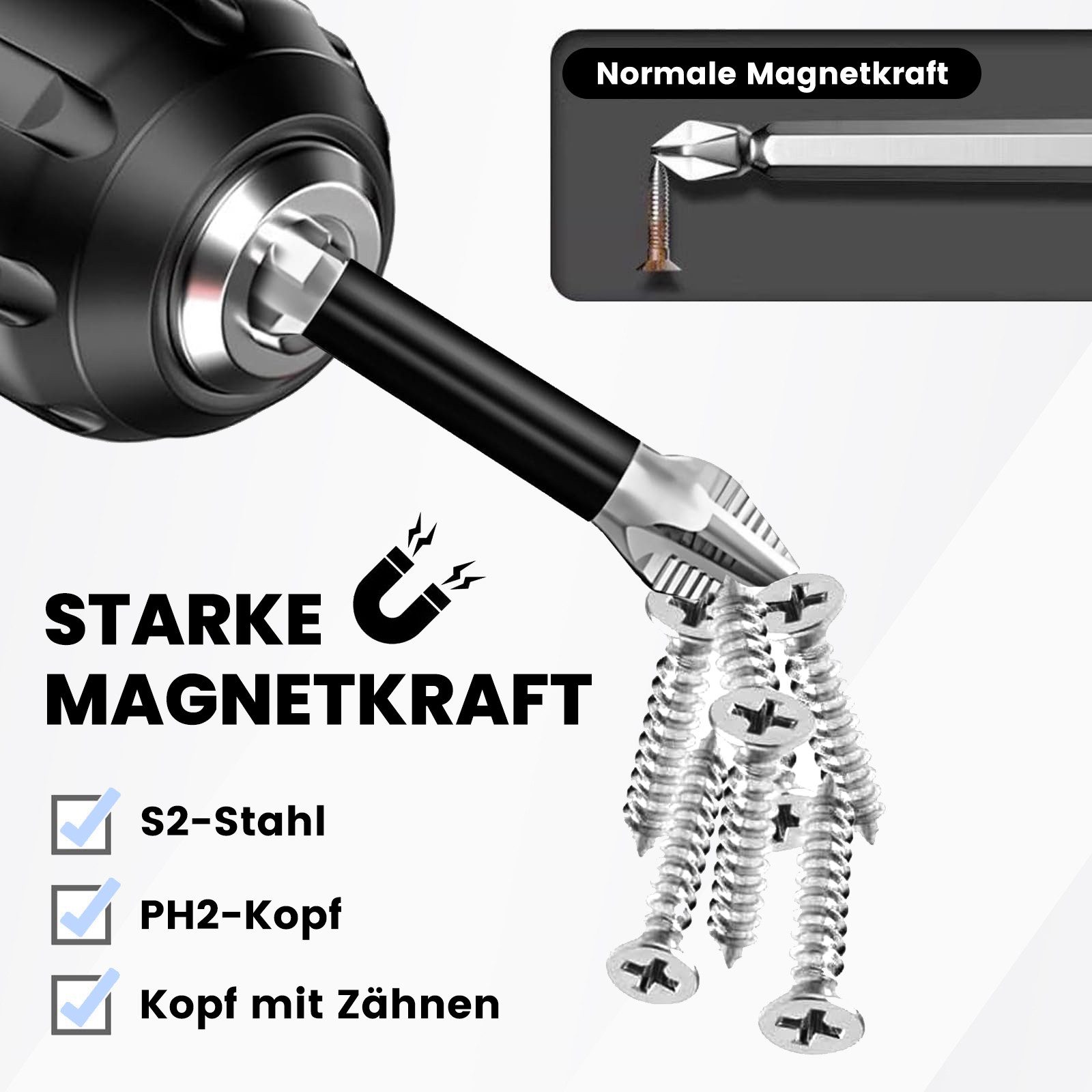 Bundviel Schraubendreher K5 Hochmagnetischer Schraubendreher-Bit-Satz Anti-Rutsch Elektrobohrer, (9 St) – Bild 4 von 5