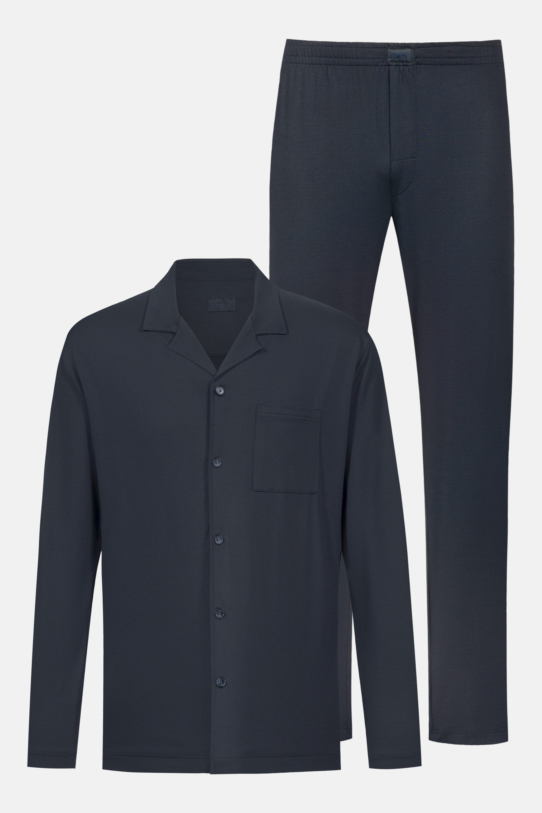 Mey Schlafanzug Mey Anzug lang Serie Iconic Nightshift Uni Pyjama (2 tlg) Moderner Pyjama, softer Modal-Mix, mit Taschen