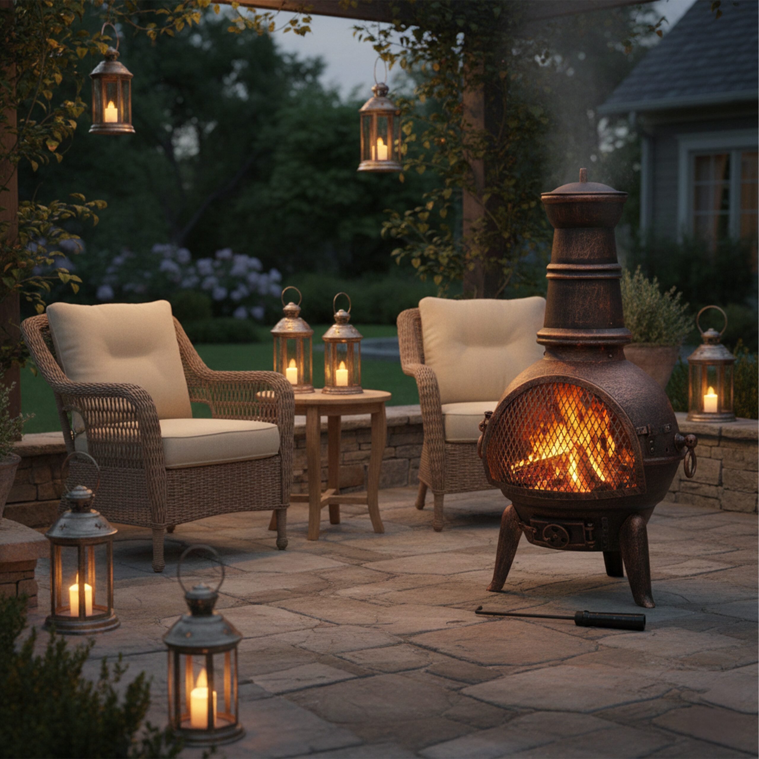 relaxdays Feuerkorb Terrassenofen in Bronze