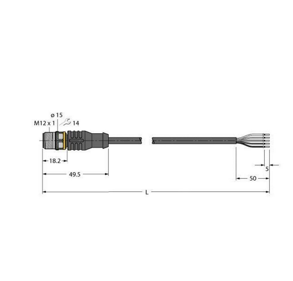 Thumbnail - Turck Steckdose Turck 6629933 Sensor-/Aktor-Anschlussleitung 2 m Polzahl Sensoren: 5, RSC4.5T-2/TEY