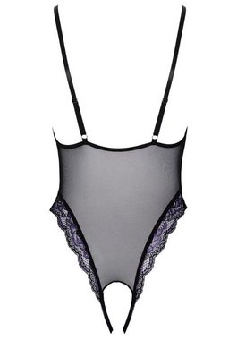 Cottelli Collection Body Ouvert Body transparent mit Spitze - schwarz, lila