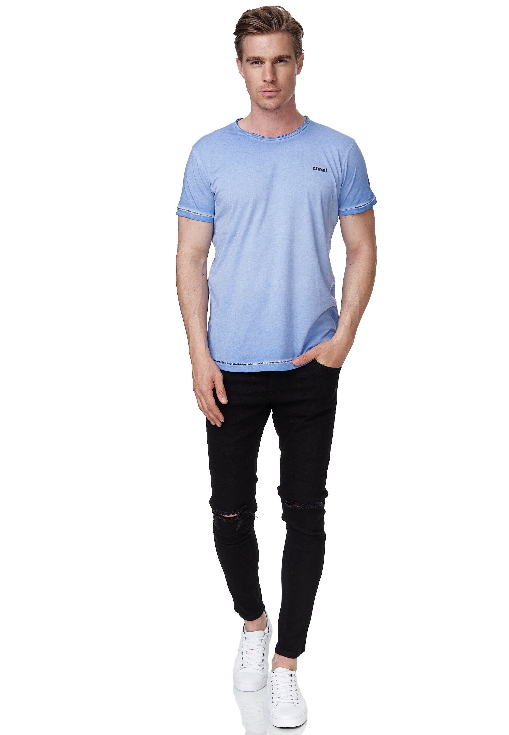 Rusty Neal T-Shirt im trendigen blau Vintage-Look
