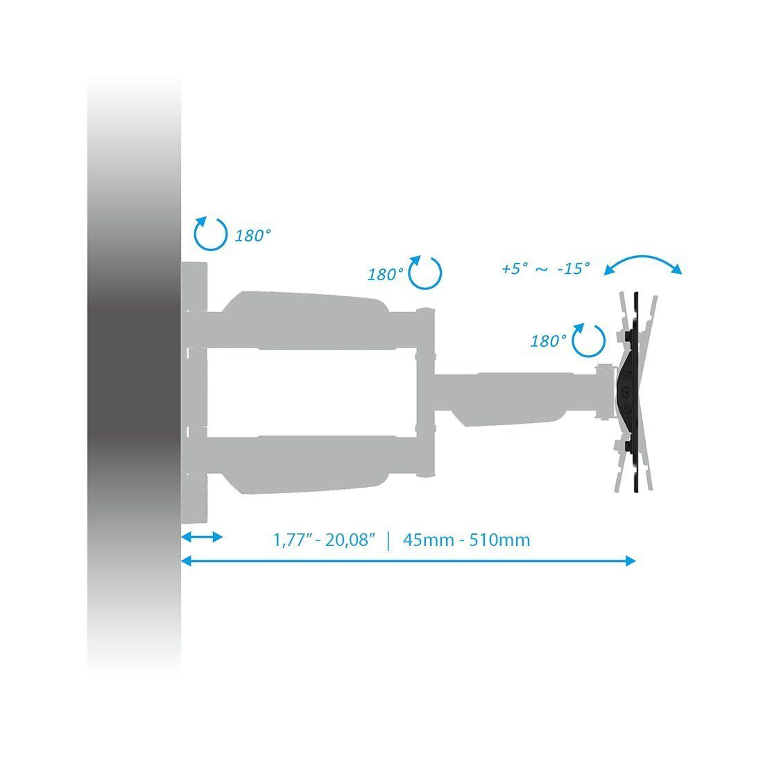 - deleyCON (58cm-107cm) TV-Wandhalterung Zoll 42" & 23" deleyCON - bis TV Monitor Wandhalterung