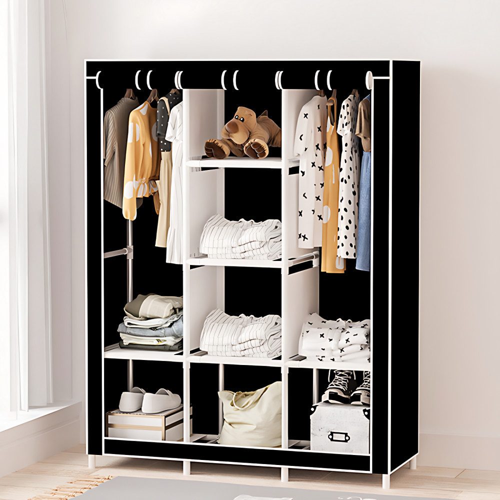 Forrlite Stoffschrank Kleiderschrank, 170 x 130 x 45 cm, Faltschrank Stoffs günstig online kaufen