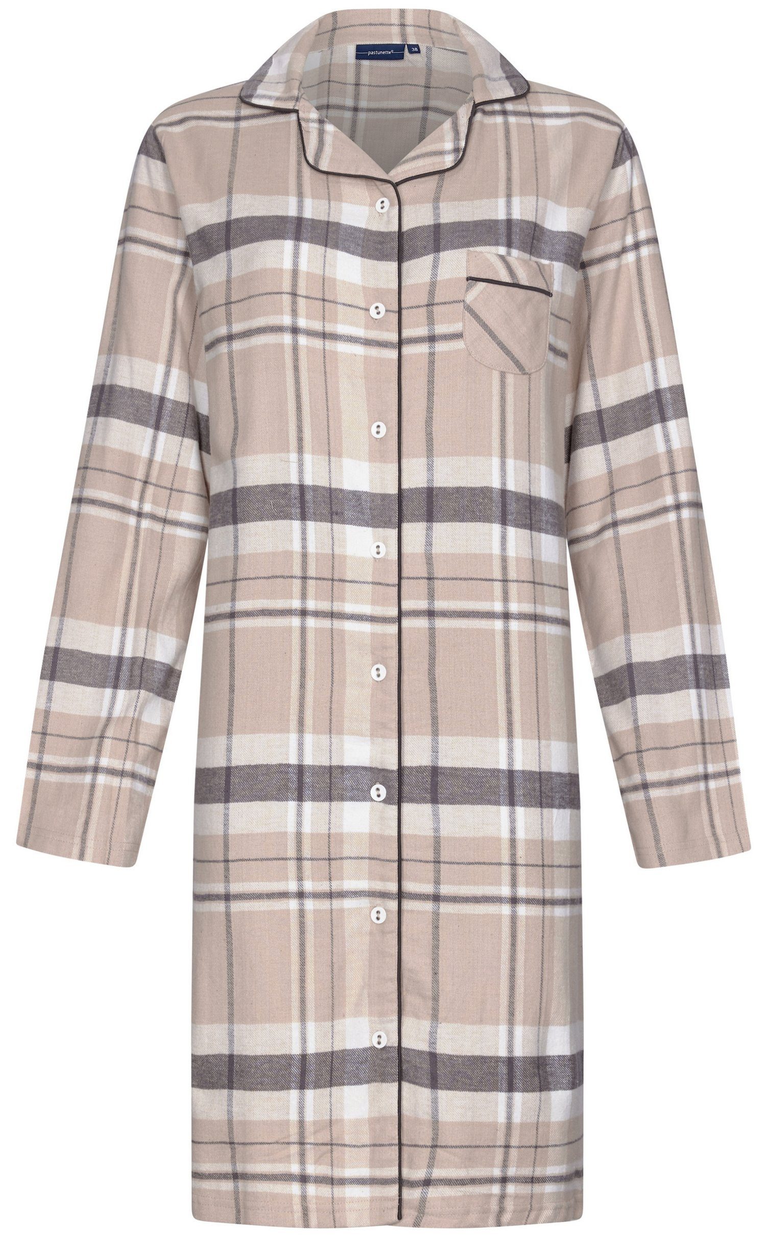 Pastunette Nachthemd Damen Flanell Schlafshirt geknöpft (1-tlg) Baumwolle günstig online kaufen