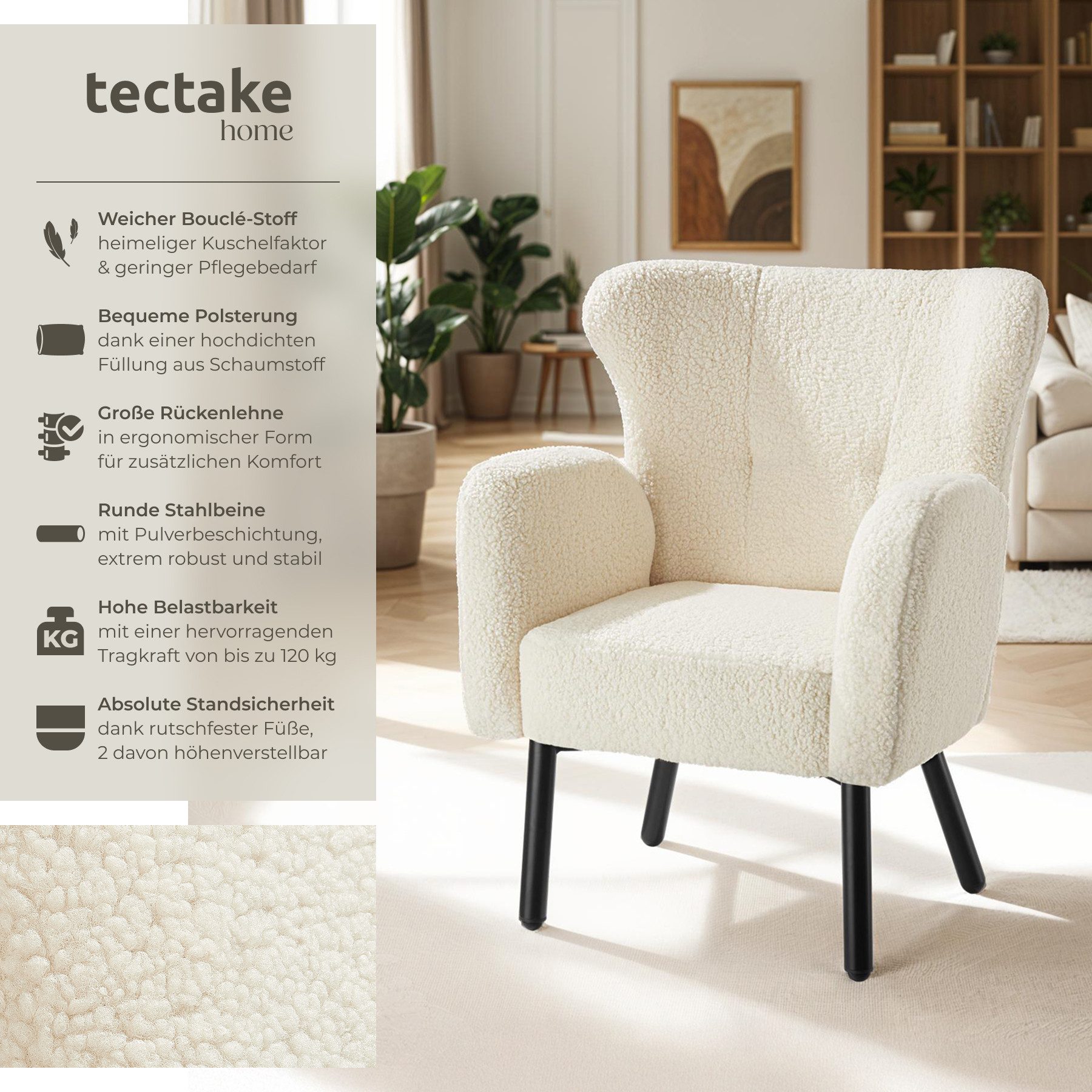 tectake Relaxsessel Sessel, dick gepolstert, mit günstig online kaufen