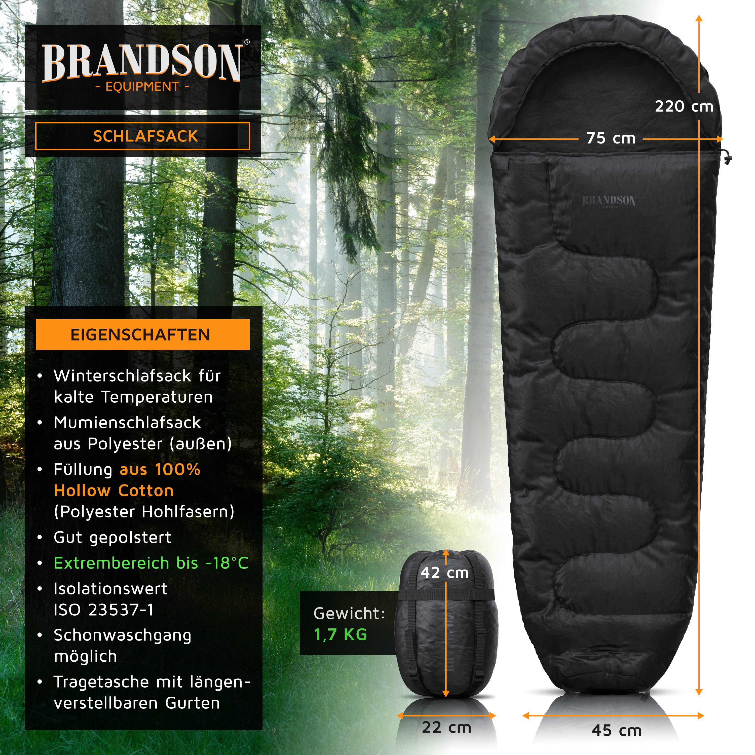 Brandson Mumienschlafsack Outdoor Schlafsack Winter & günstig online kaufen