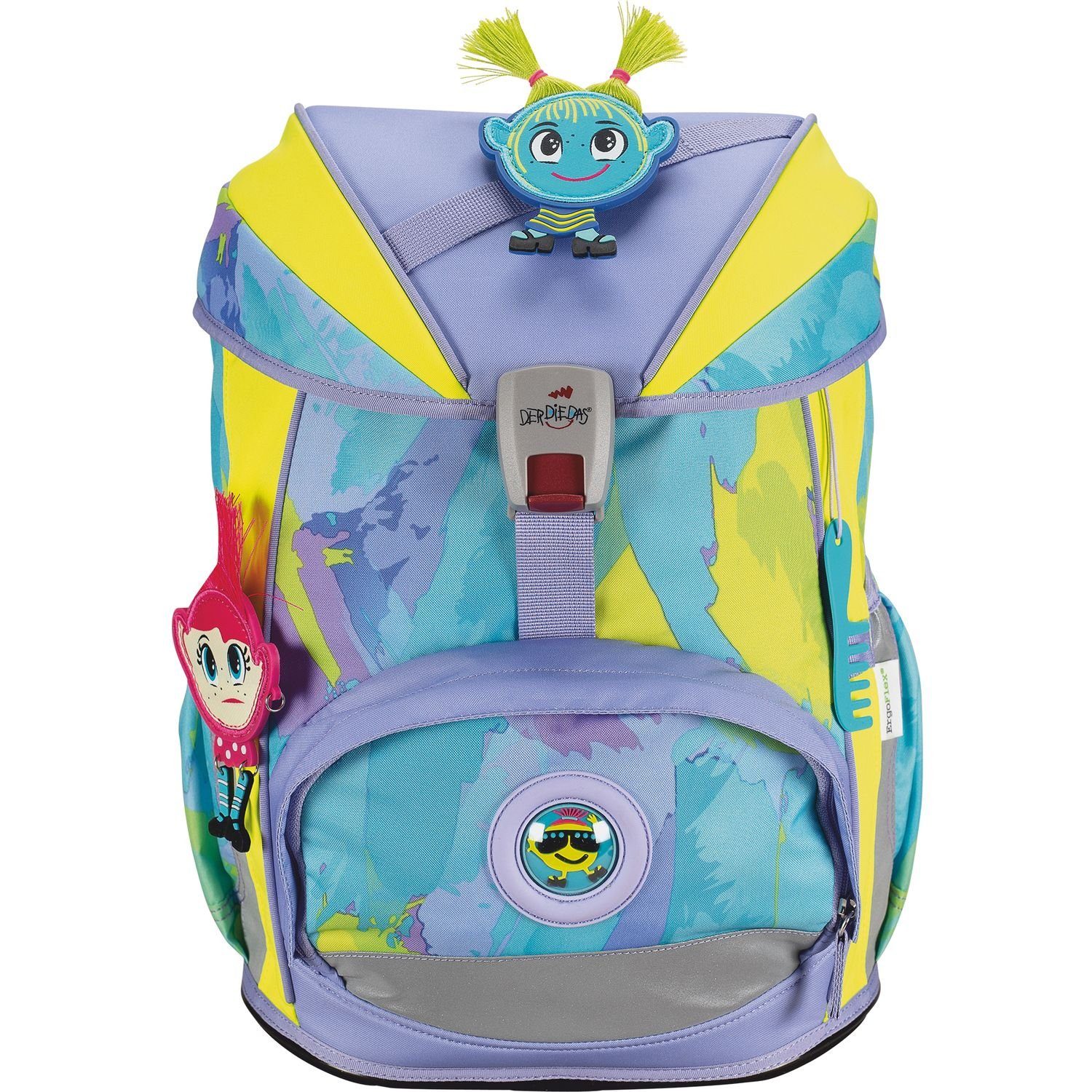 DerDieDas® Schulranzen Ergoflex Schulrucksack Set 5-tlg. Hippie Hair