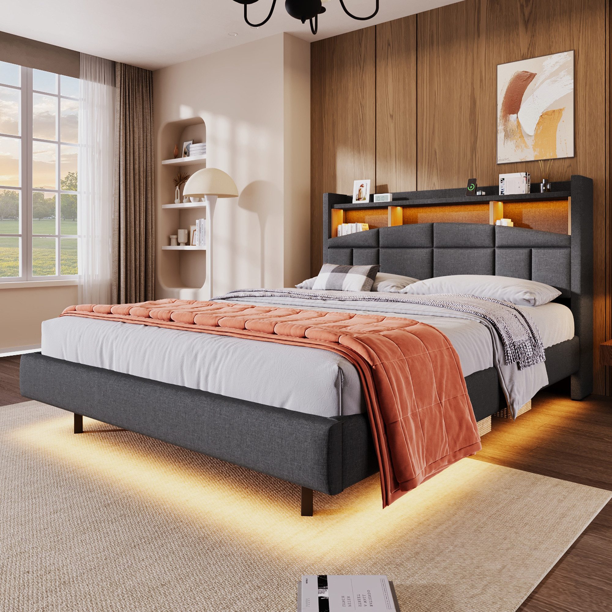 STILVORA Polsterbett 140×200 mit Stauraum,LED und günstig online kaufen