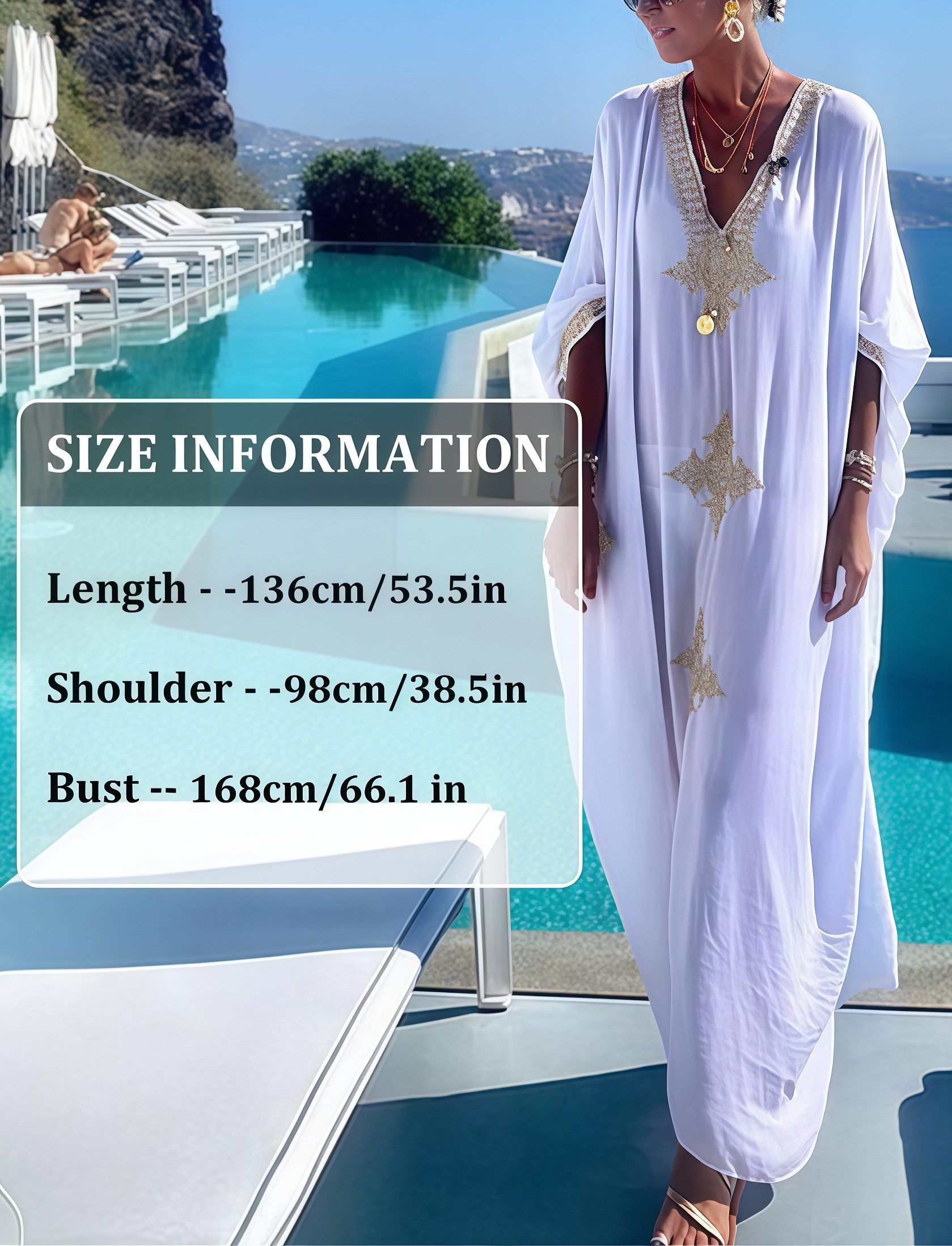 RWEUOQ Strandkleid Boho Maxikleid Damen Kaftan-Kleid, günstig online kaufen