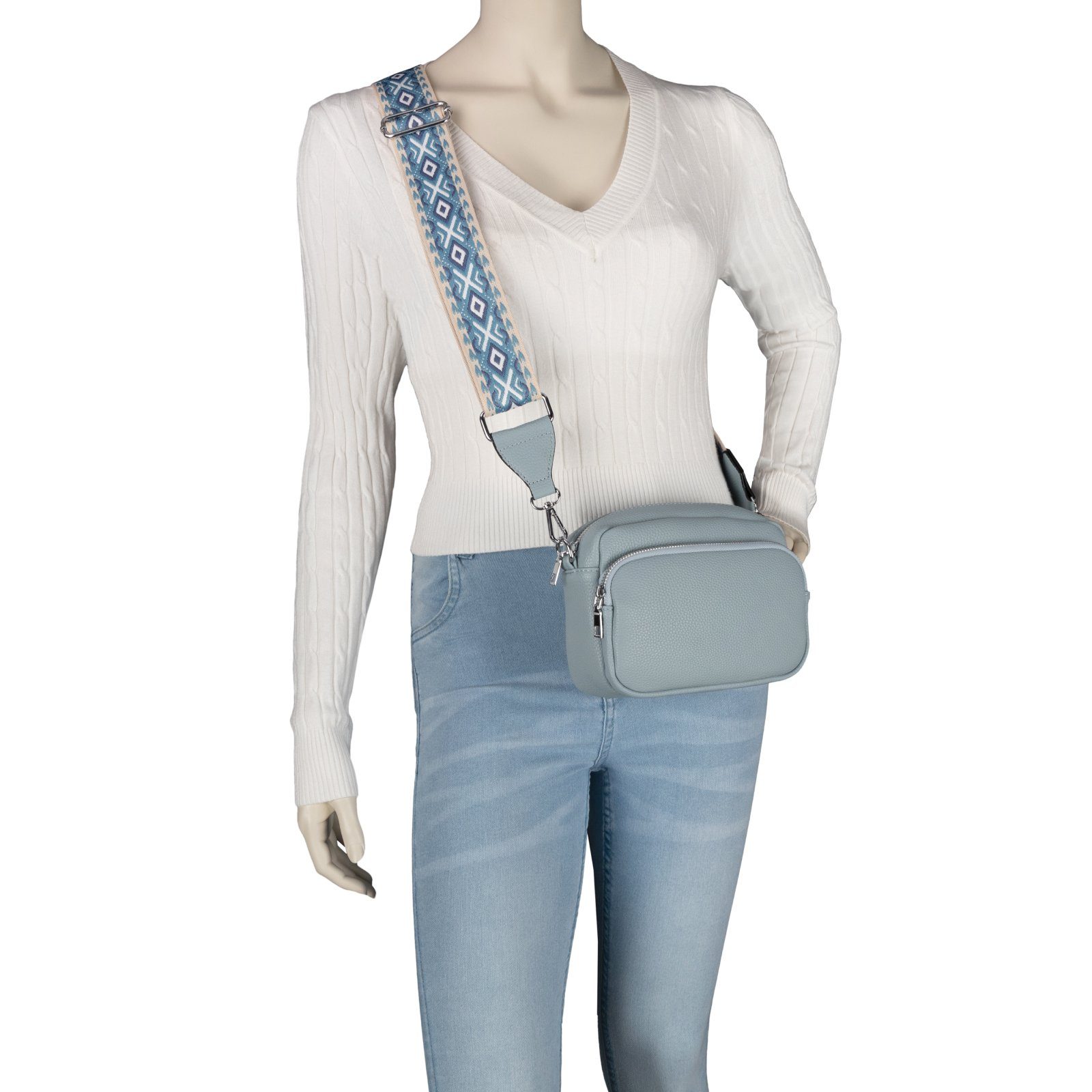 Crossbody-Bag Bauchtasche Schultertasche, L.BLUE Kunstleder als tragbar Gürteltasche Umhängetasche Umhängetasche Hüfttasche Italy-D, EAAKIE CrossOver,
