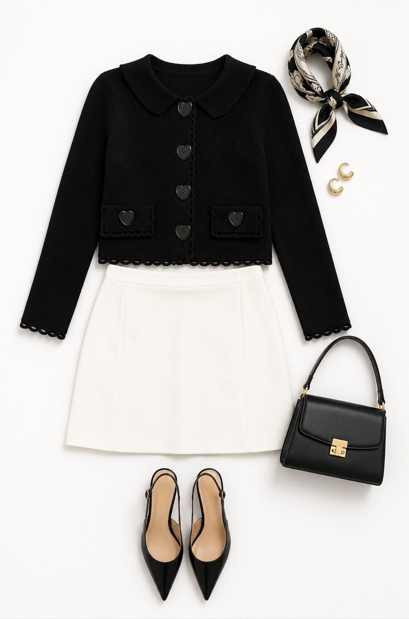 Moschino Cardigan COUTURE Milano Strickjacke Herzknöpfe Scallop Hochwertige italienische Strickqualität mit leichtem Glanz