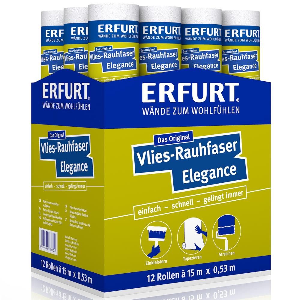 ERFURT Vliestapete Rauhfaser ELEGANCE, 15 m x 0,53 m - 12 Rollen