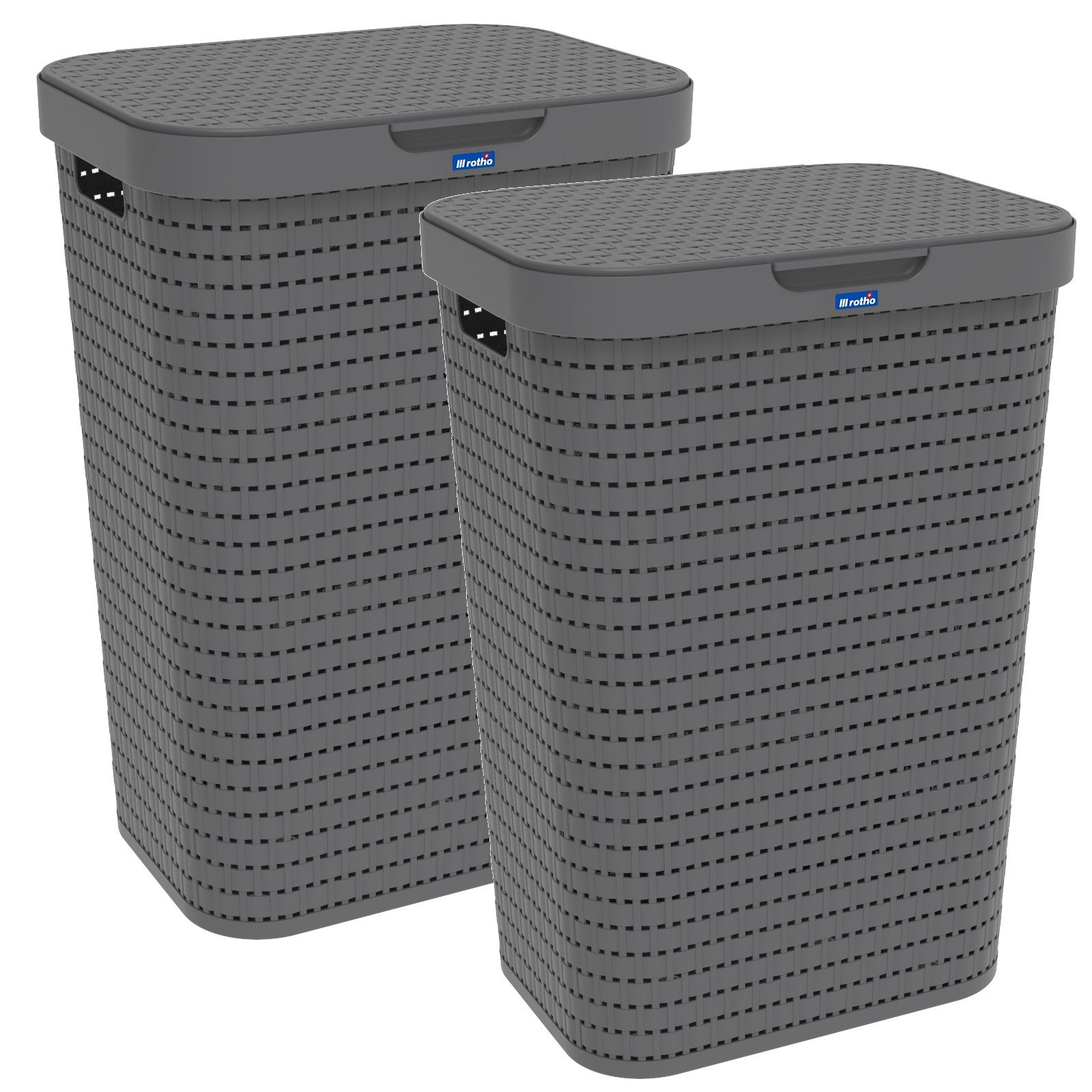 ROTHO Wäschekorb Country 2er-Set Wäschesammler 55l mit Deckel, Kunststoff ( günstig online kaufen