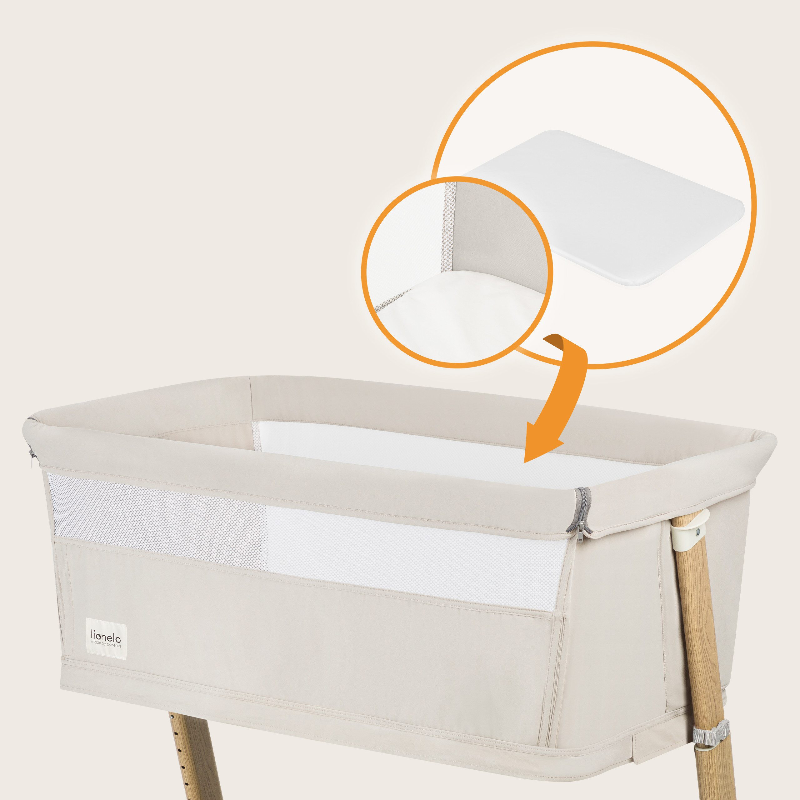 lionelo Baby-Reisebett THOMI PLUS, 5-in-1-Bett/Sofa/7 Verstellstufen/2 Rollen