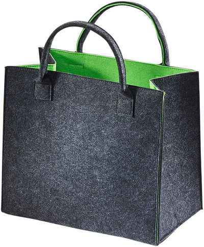 Kobolo Einkaufsshopper Filztasche außen grau meliert innen grün 35x20x30, 20 l