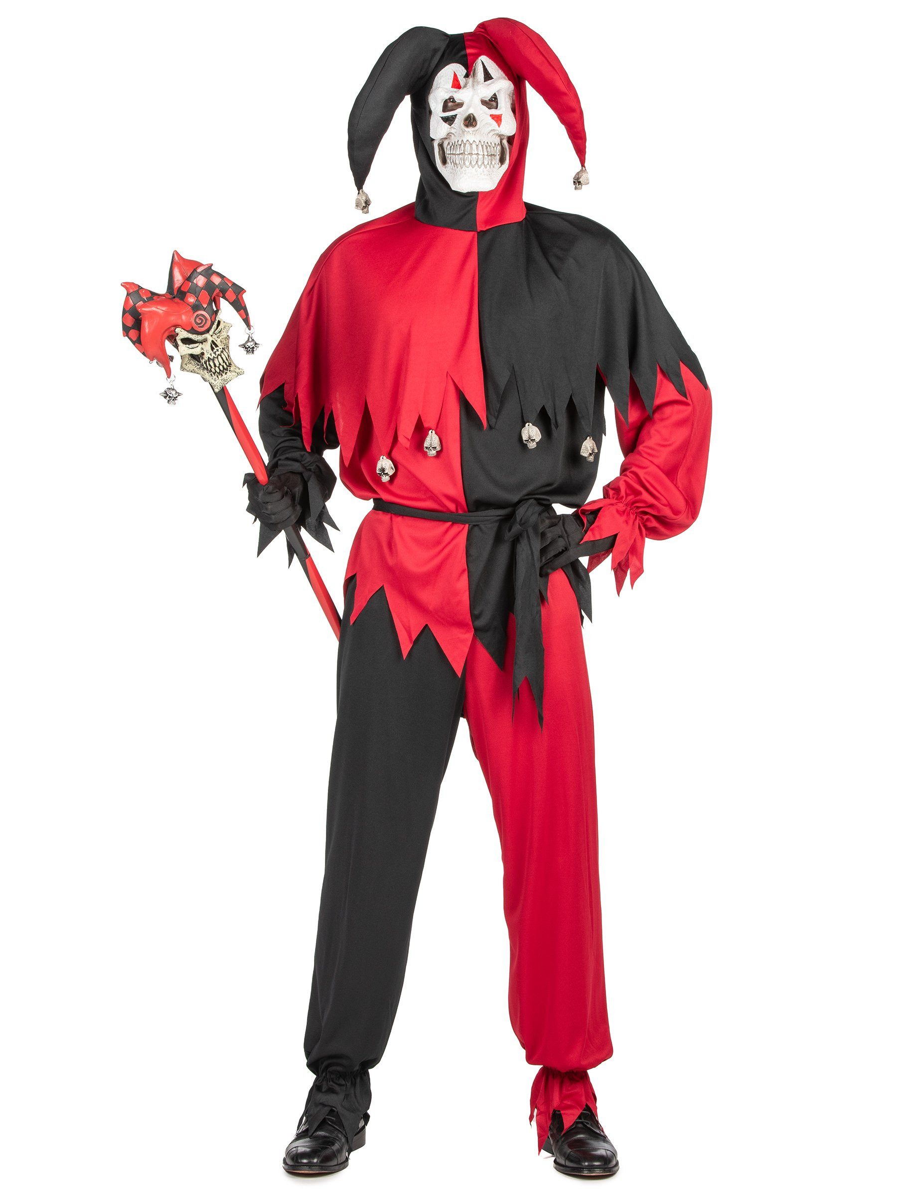 California Costumes Kostüm Böser Clown Harlekin Halloween-Kostüm rot-schwarz