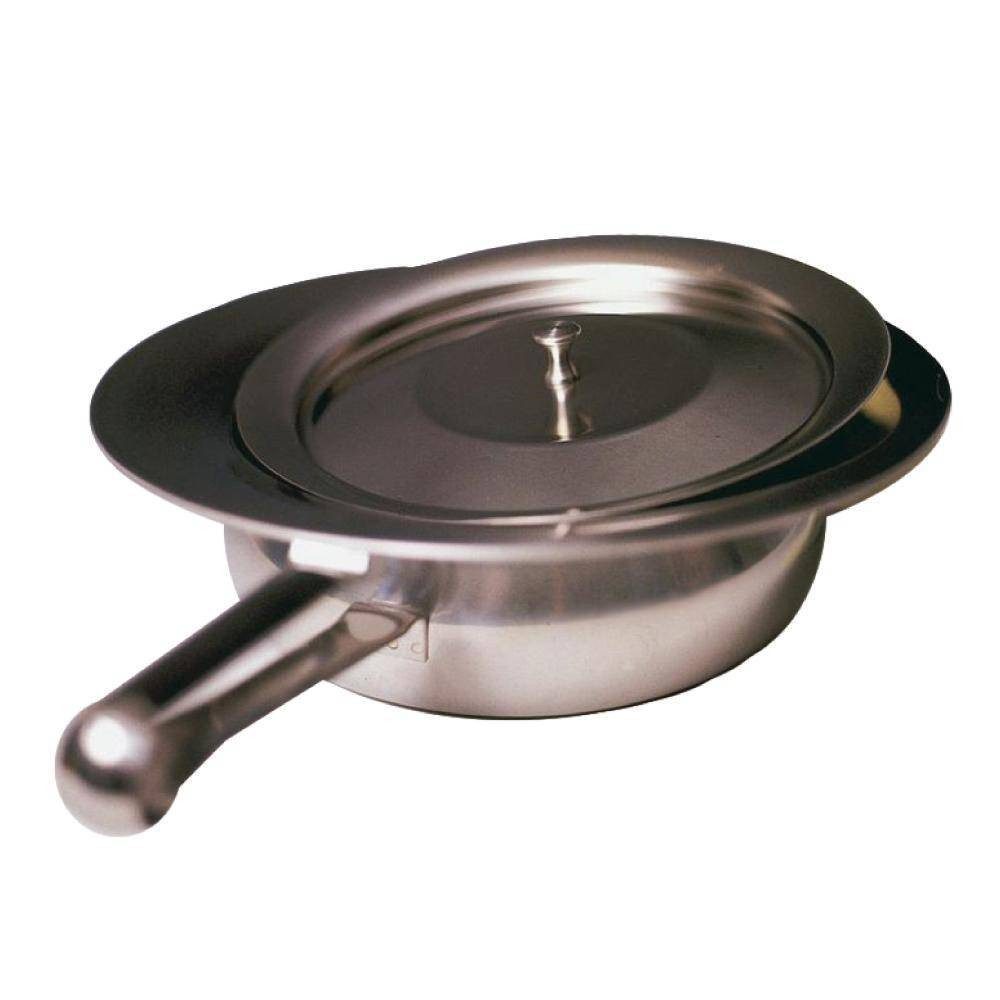 DocMed Urinal Stechbecken - Bettpfanne aus Edelstahl ECO, Edelstahl poliert, (Ergonomischer Flachgriff, 2-tlg., Leichte Pflegebettpfanne), Stechbecken mit Deckel, Ergonomische Bettpfanne für Pflege