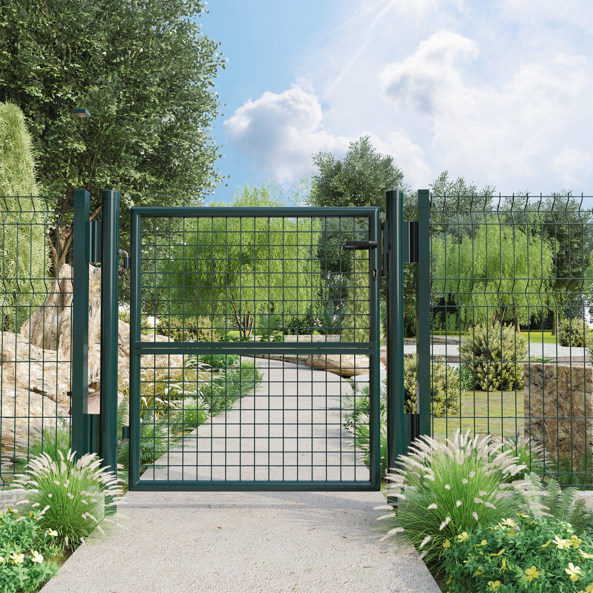 SONGMICS Gartenzaun »GGD150G01«, Gartentor aus verzinktem Stahl