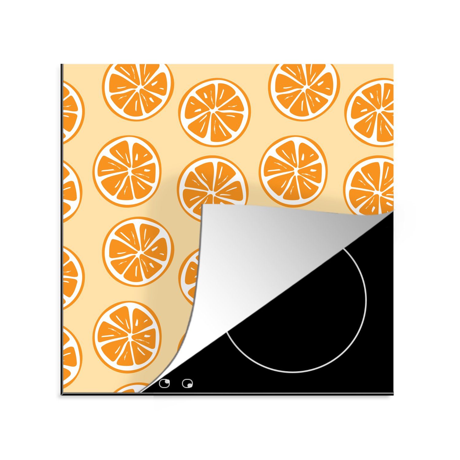 Tropisch, küche 78x78 cm, Herdblende-/Abdeckplatte Arbeitsplatte - tlg), Vinyl, Ceranfeldabdeckung, - für Orange MuchoWow (1 Obst