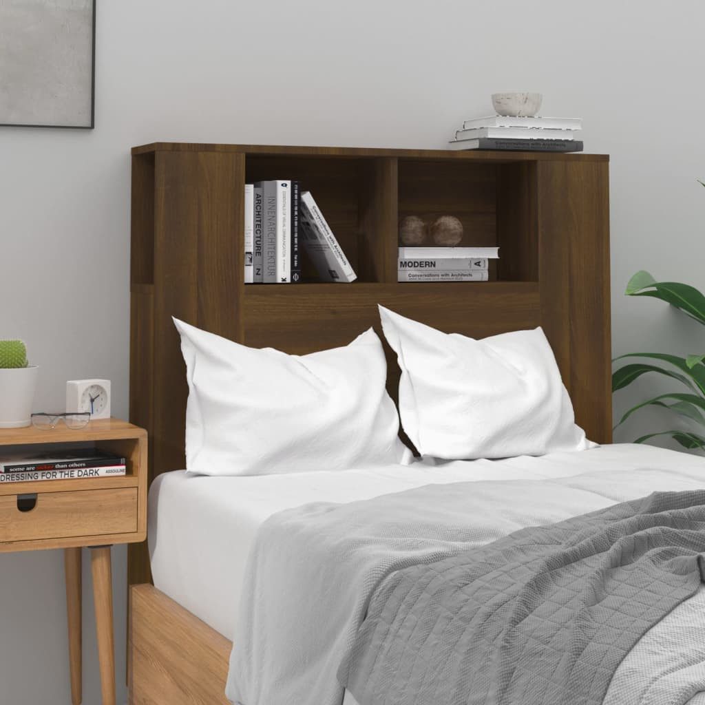vidaXL Kopfteil, Bett Kopfteil mit Ablagen Braun Eichen-Optik 100x18,5x104,5 cm