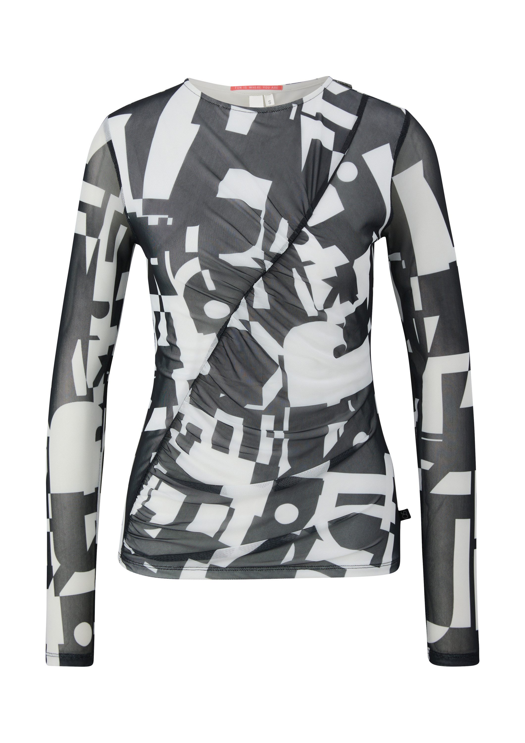 QS Langarmshirt T-Shirt Mesh-Shirt mit All-over-Print günstig online kaufen