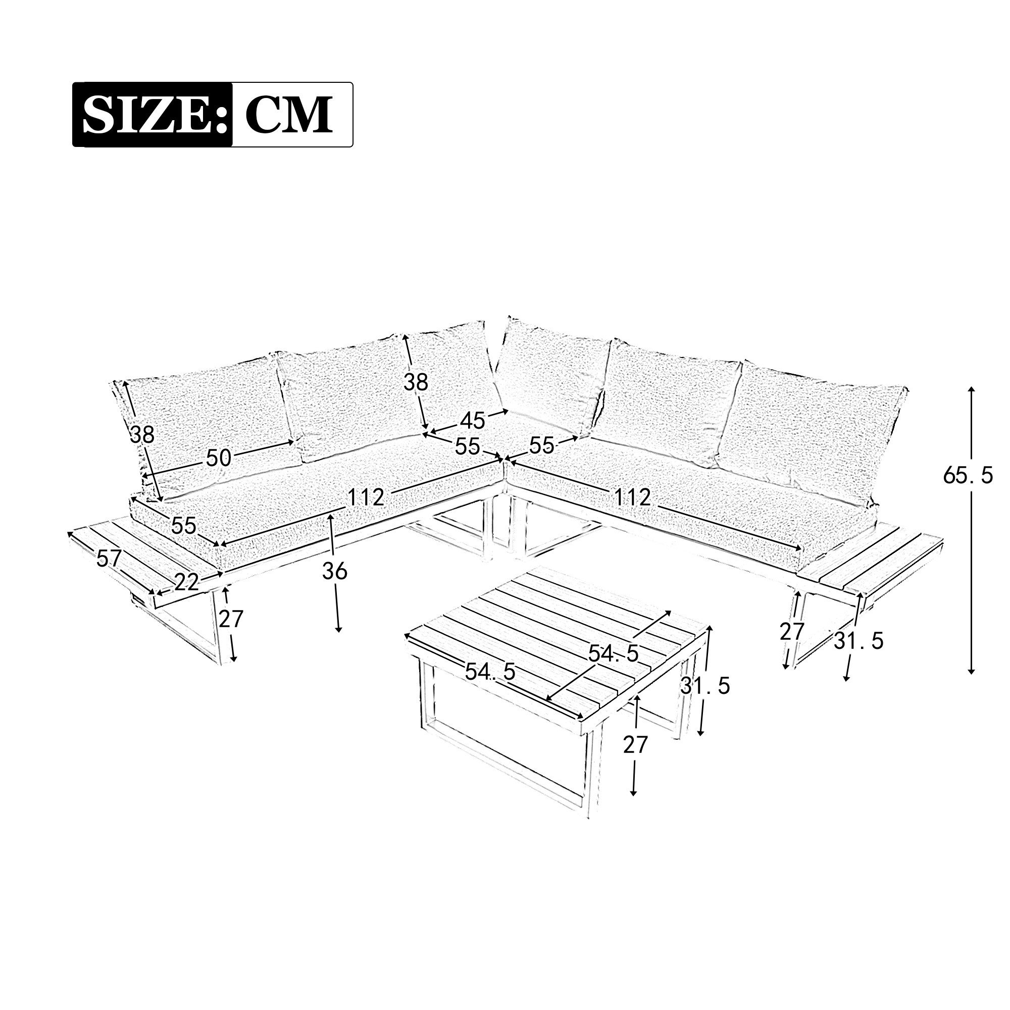Ulife Gartenlounge-Set 5-Sitzer Gartenmöbel mit 5-Winkel-verstellbare günstig online kaufen