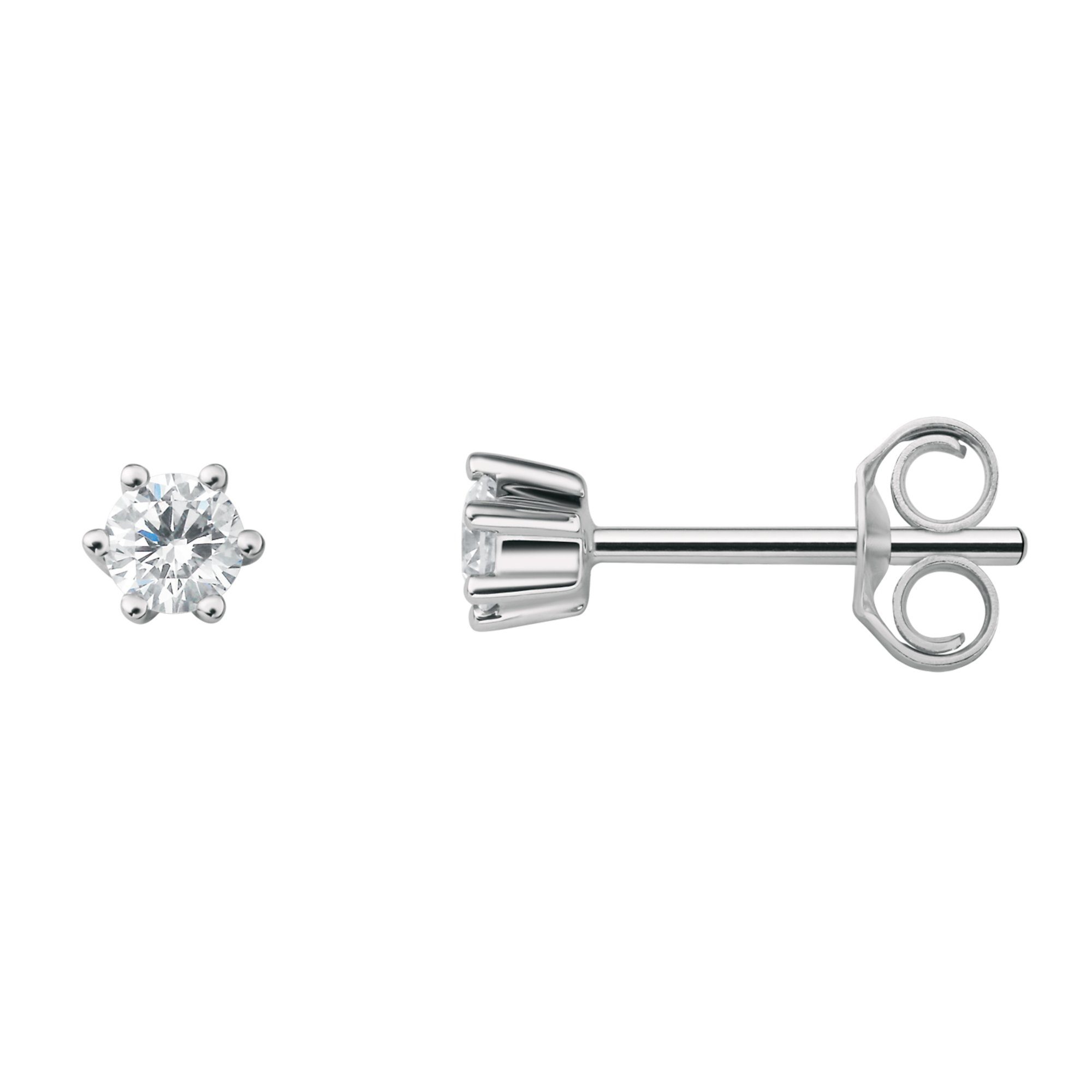 Paar Ohrringe Gold 0.2 ct ELEMENT Ohrstecker Ohrstecker Weißgold, ONE Brillant aus Diamant 585 Damen Schmuck