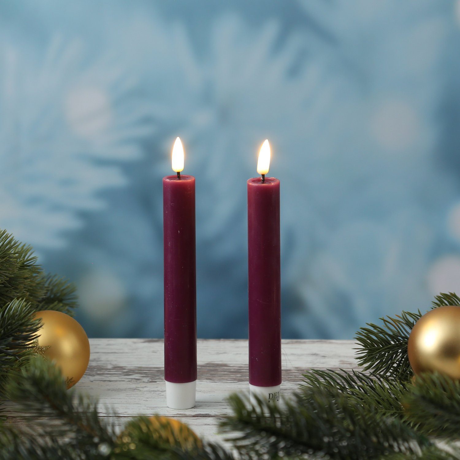 Deluxe Homeart LED-Kerze LED Stabkerzen Mia Tafelkerzen Echtwachs flackernd günstig online kaufen