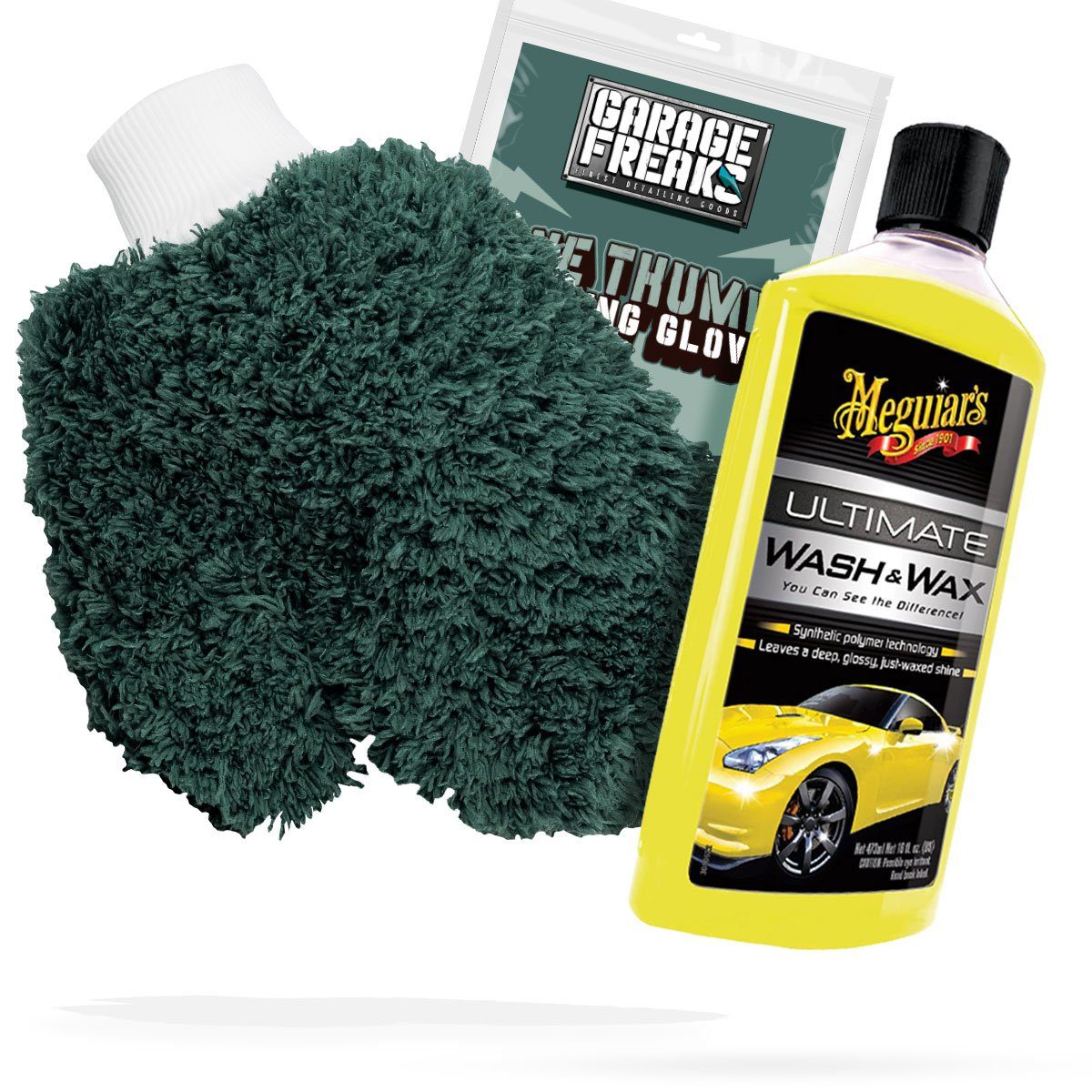 Auto Waschhandschuh Waschset - Garage Freaks + Autoshampoo Meguiars Auto-Reinigungsmittel